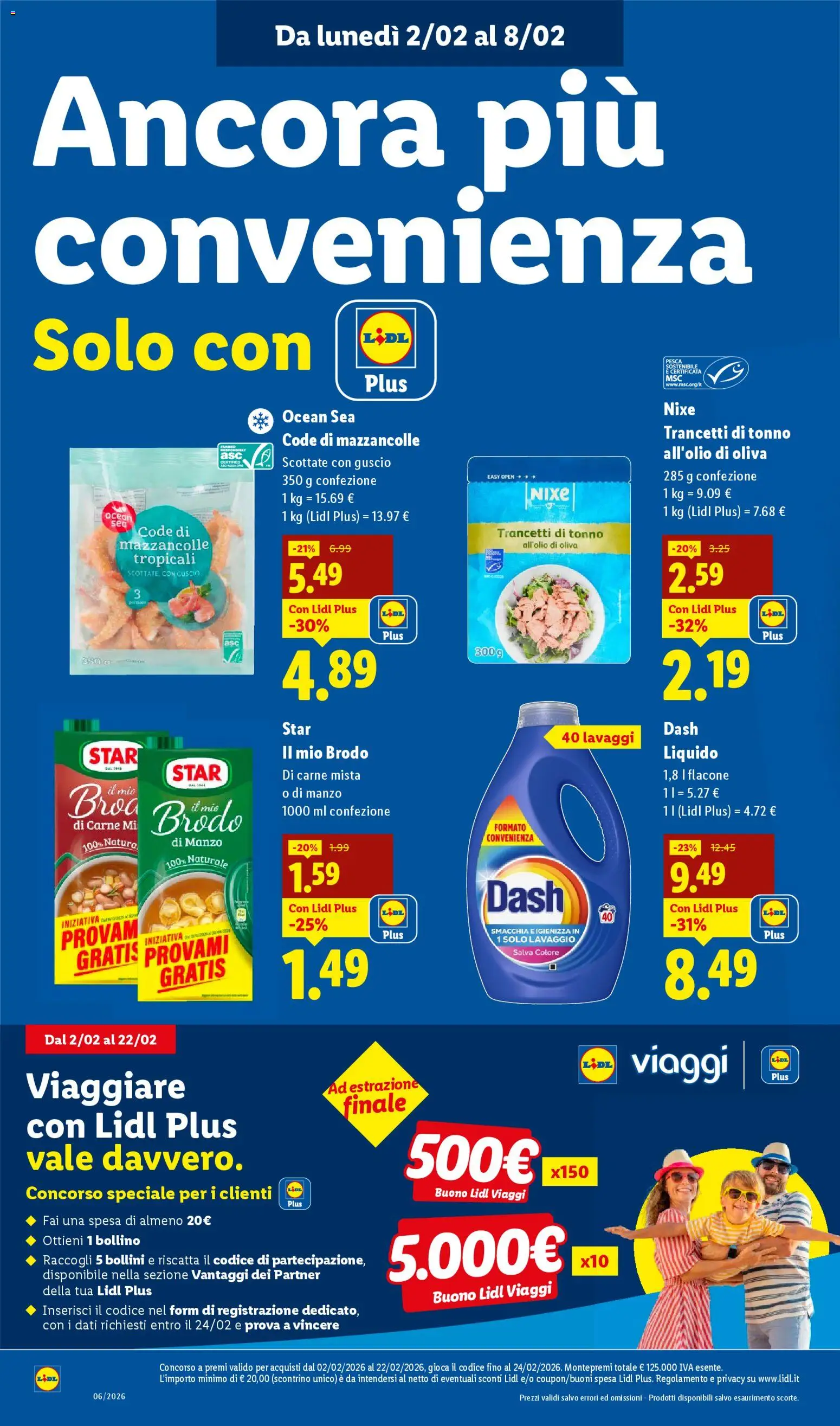 Volantino Lidl del 02.02.2026 | Pagina: 4 | Prodotti: Manzo, Mazzancolle, Pesca, Tonno
