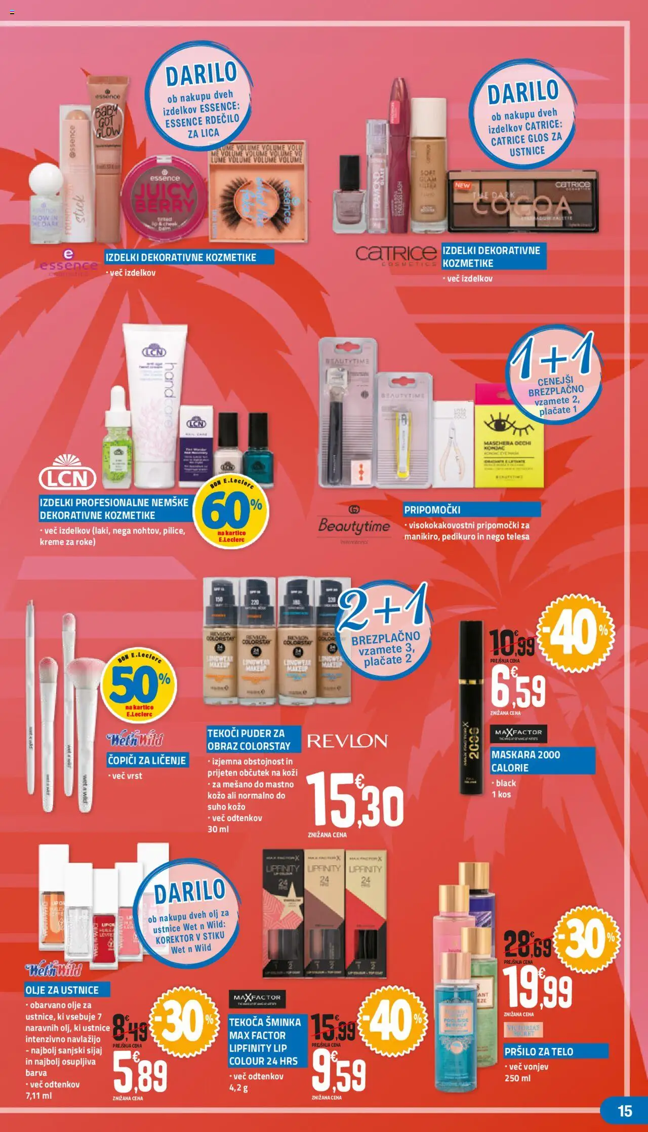 E.leclerc katalog leposana │ velja od 14.06.2025 | Stran: 15 | Izdelki: Korektor, Puder, Maskara, Olje
