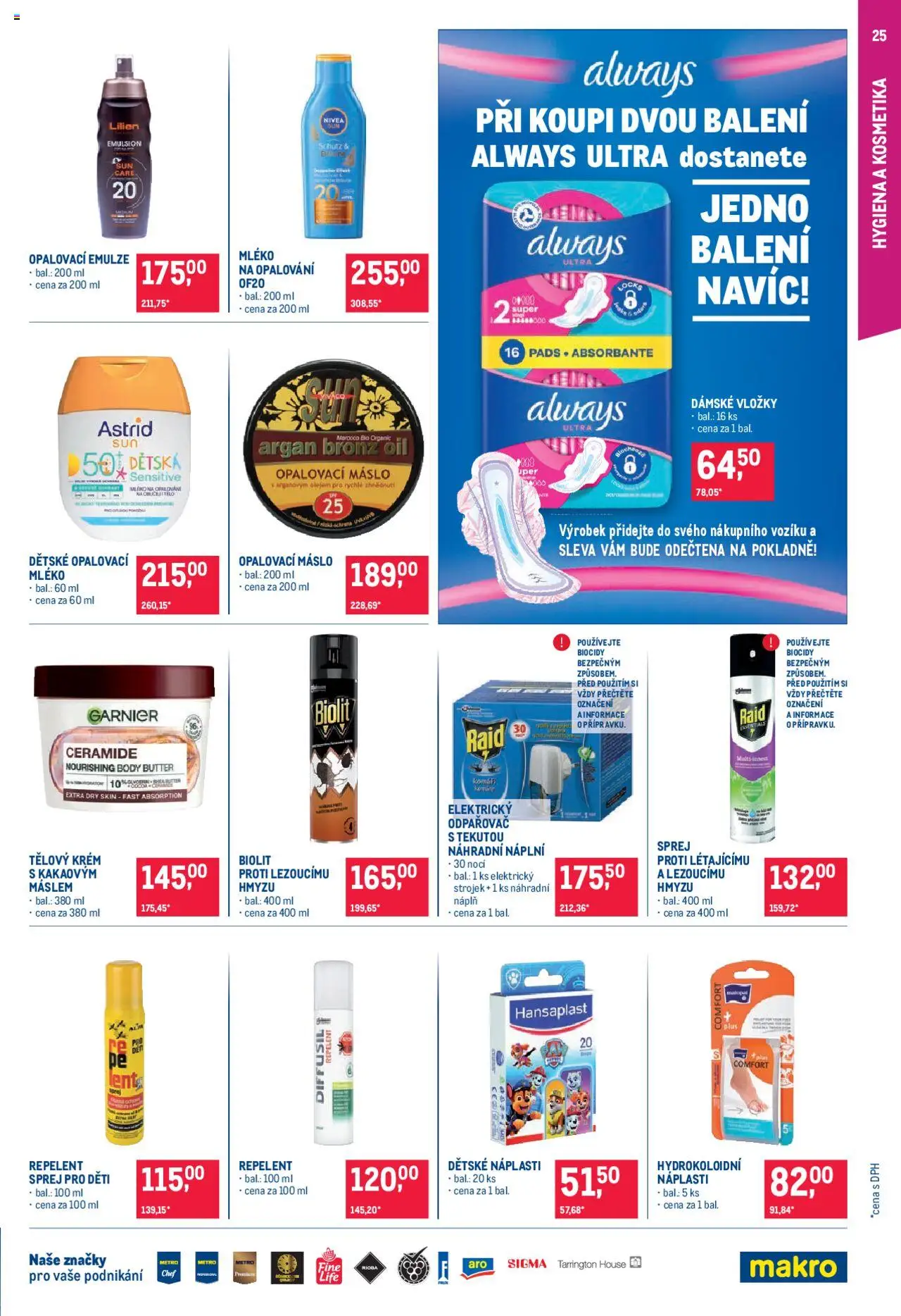 Makro leták - Pro milovníky jídla od 04.06.2025 | Strana: 25 | Produkty: Tělový krém, Nivea, Vložky, Dámské vložky Always