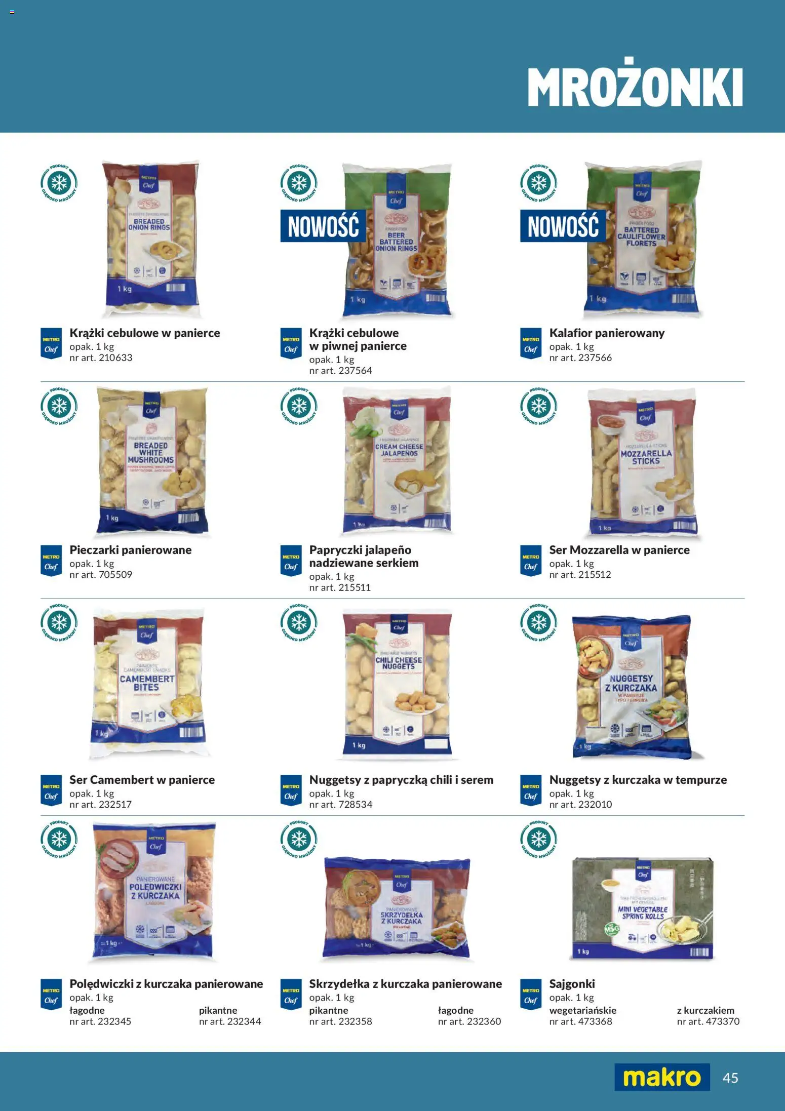 Makro gazetka - Produktów marek własnych dla profesjonalnej Gastronomii od 01.03.2026 | Strona: 45 | Produkty: Kalafior, Cream cheese, Sajgonki, Nuggets
