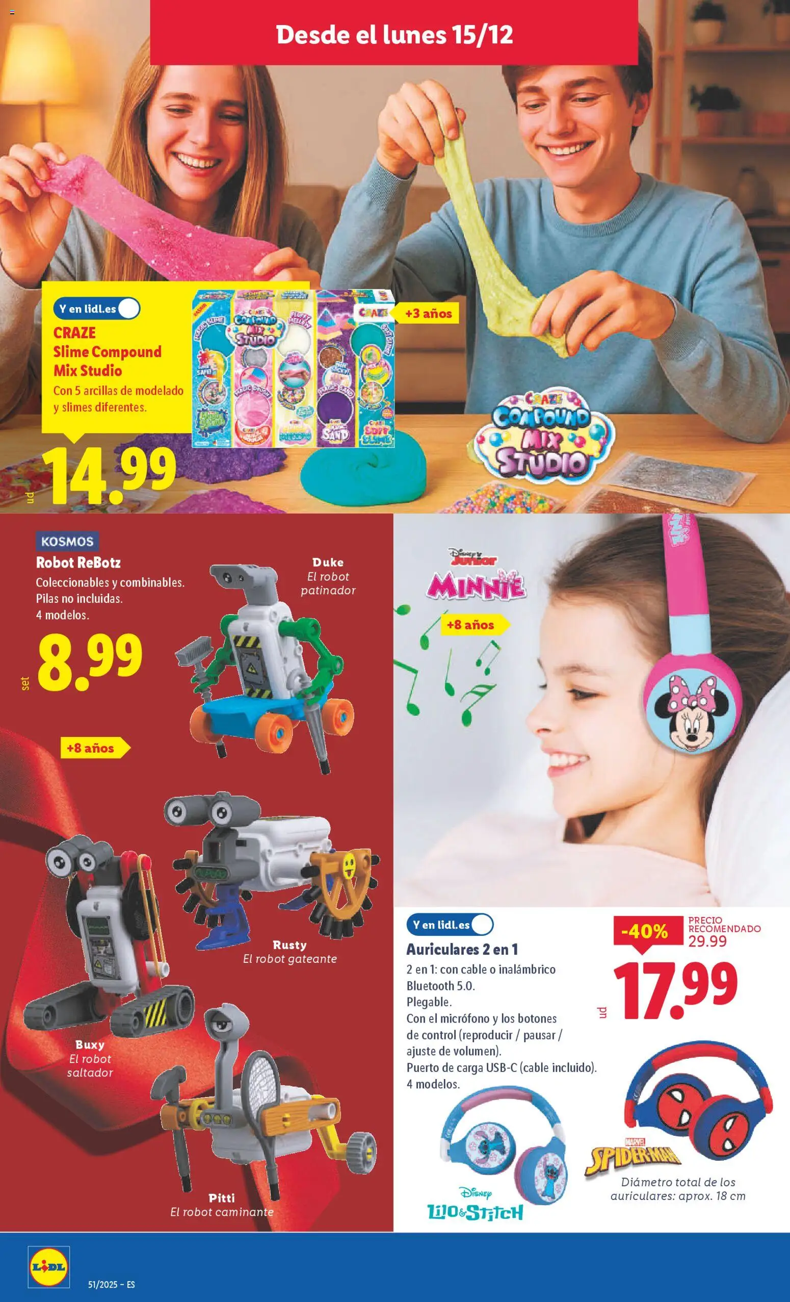 Lidl folleto de bazar │ válido desde el 15.12.2025 | Página: 22 | Productos: Auriculares, Cable, Micrófono, Robot