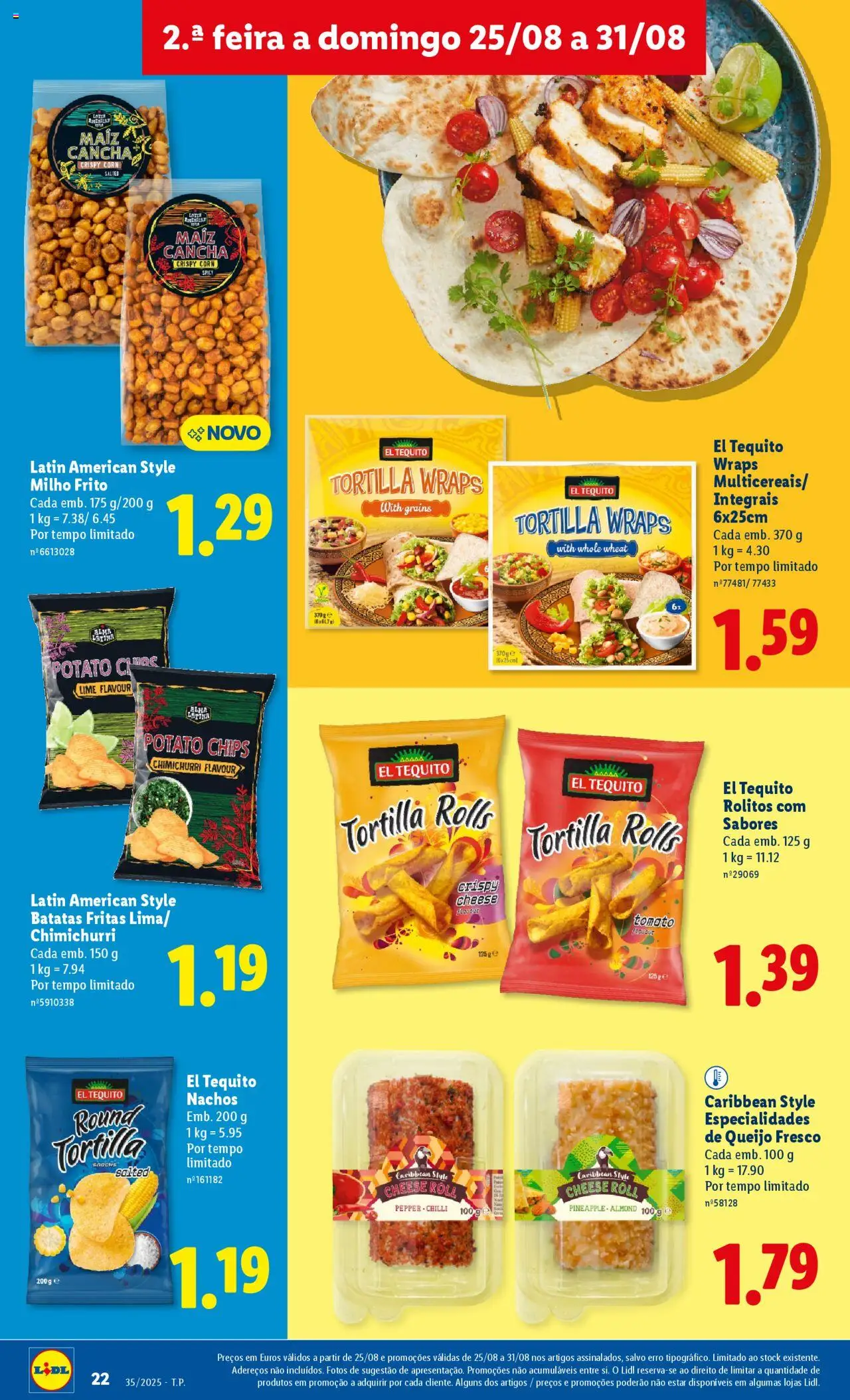 Lidl folheto │ válido de 25.08.2025 | Página: 22 | Produtos: Queijo, Batatas fritas, Milho