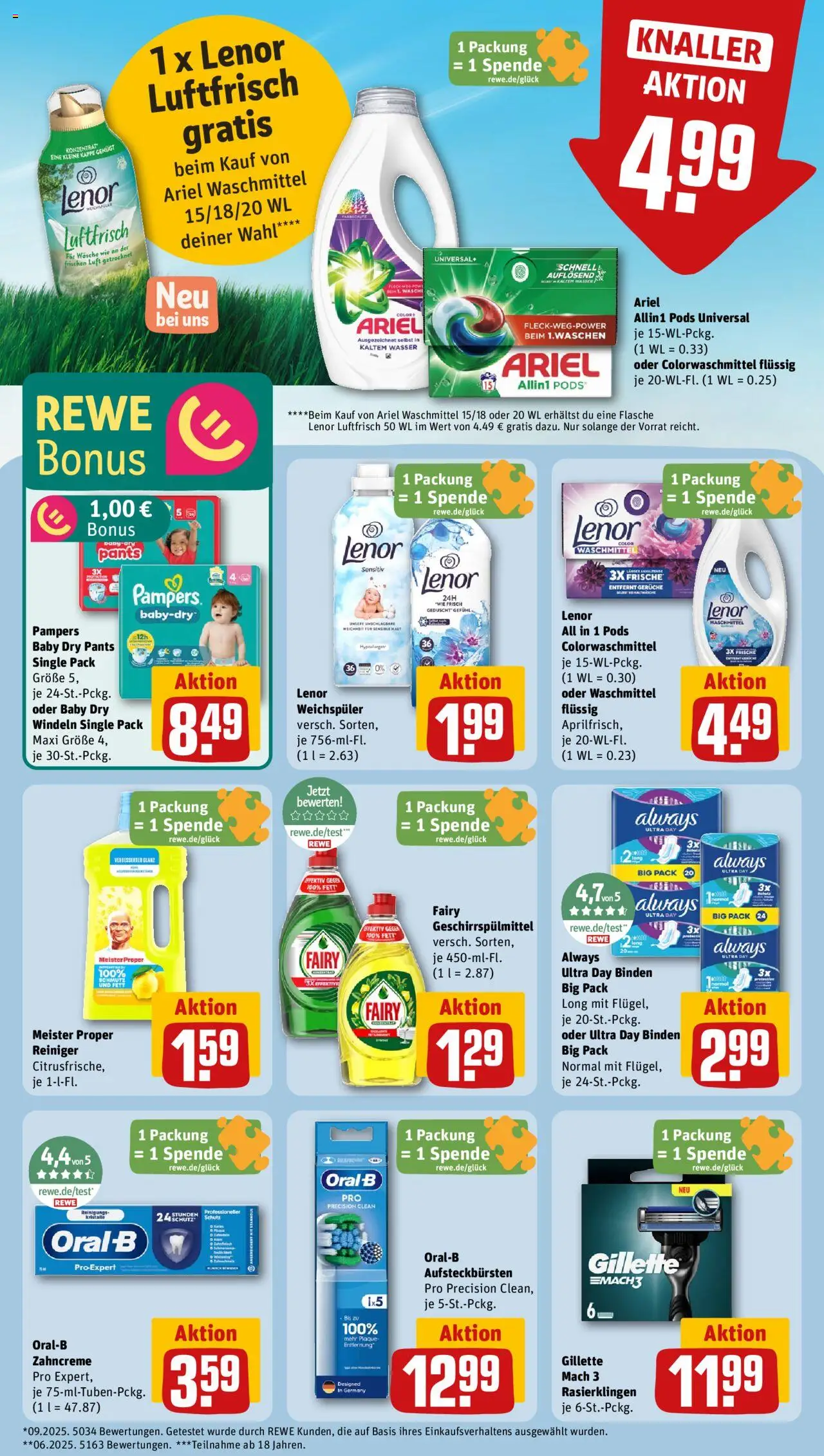 Rewe Prospekt 	 – gültig ab 20.10.2025 | Seite: 25 | Produkte: Pampers, Waschmittel, Geschirrspülmittel, Kappe