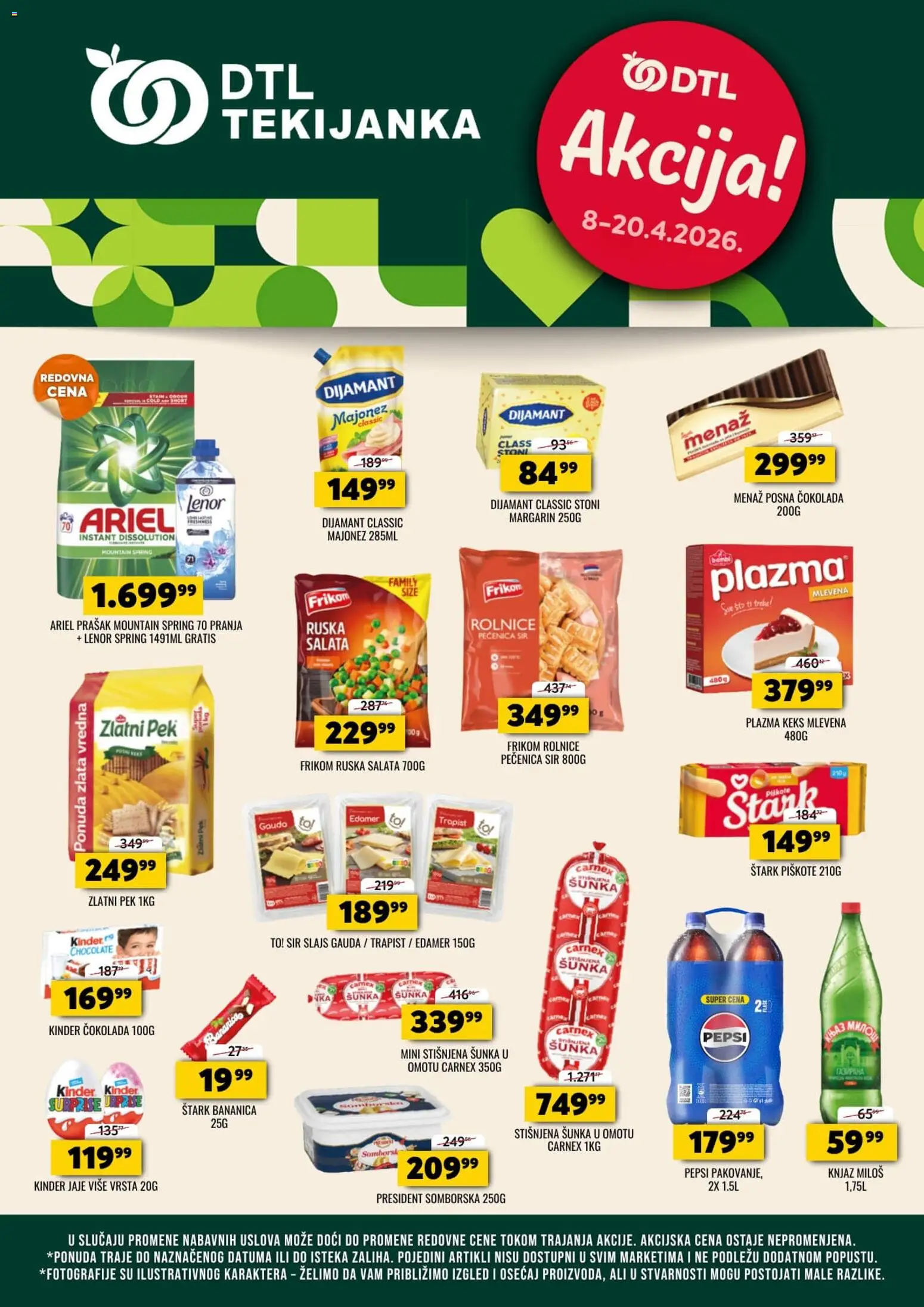 Tekijanka katalog - važi od 08.04.2026 | Strana: 1 | Proizvode: Ariel, Salata, Plazma, Piškote