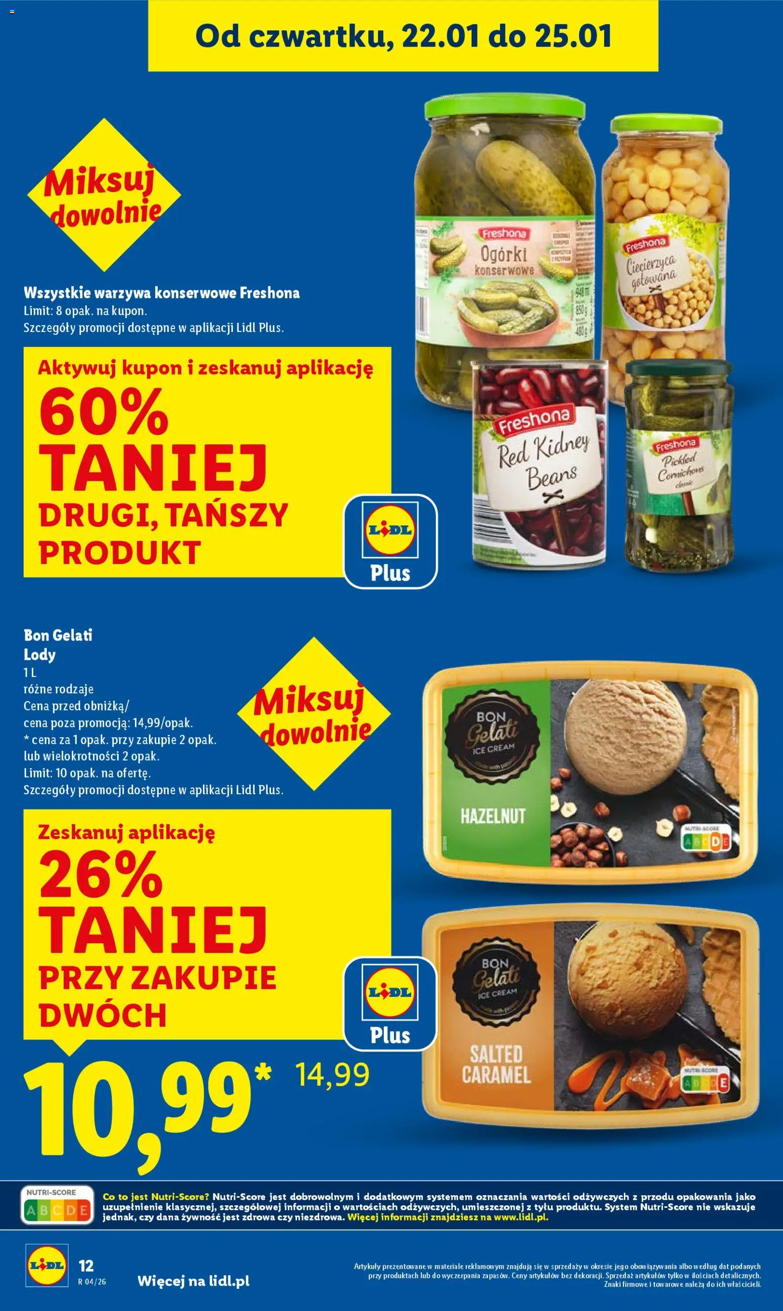 Lidl Gazetka od 22.01.2026 | Strona: 12 | Produkty: Ciecierzyca, Ogórki, Warzywa, Ogórki konserwowe
