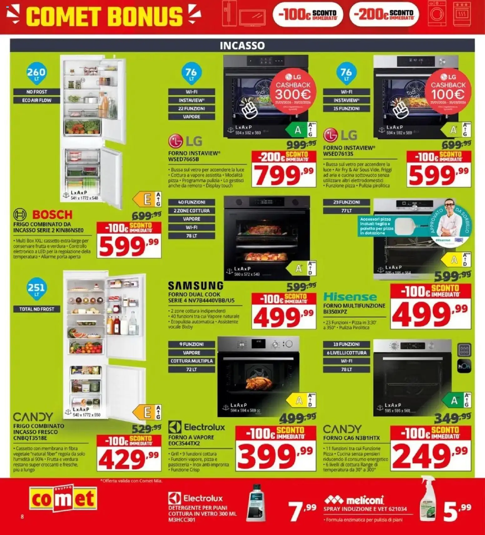 Volantino Comet del 05.03.2026 | Pagina: 8 | Prodotti: Detergente, Frutta, Forno, Samsung