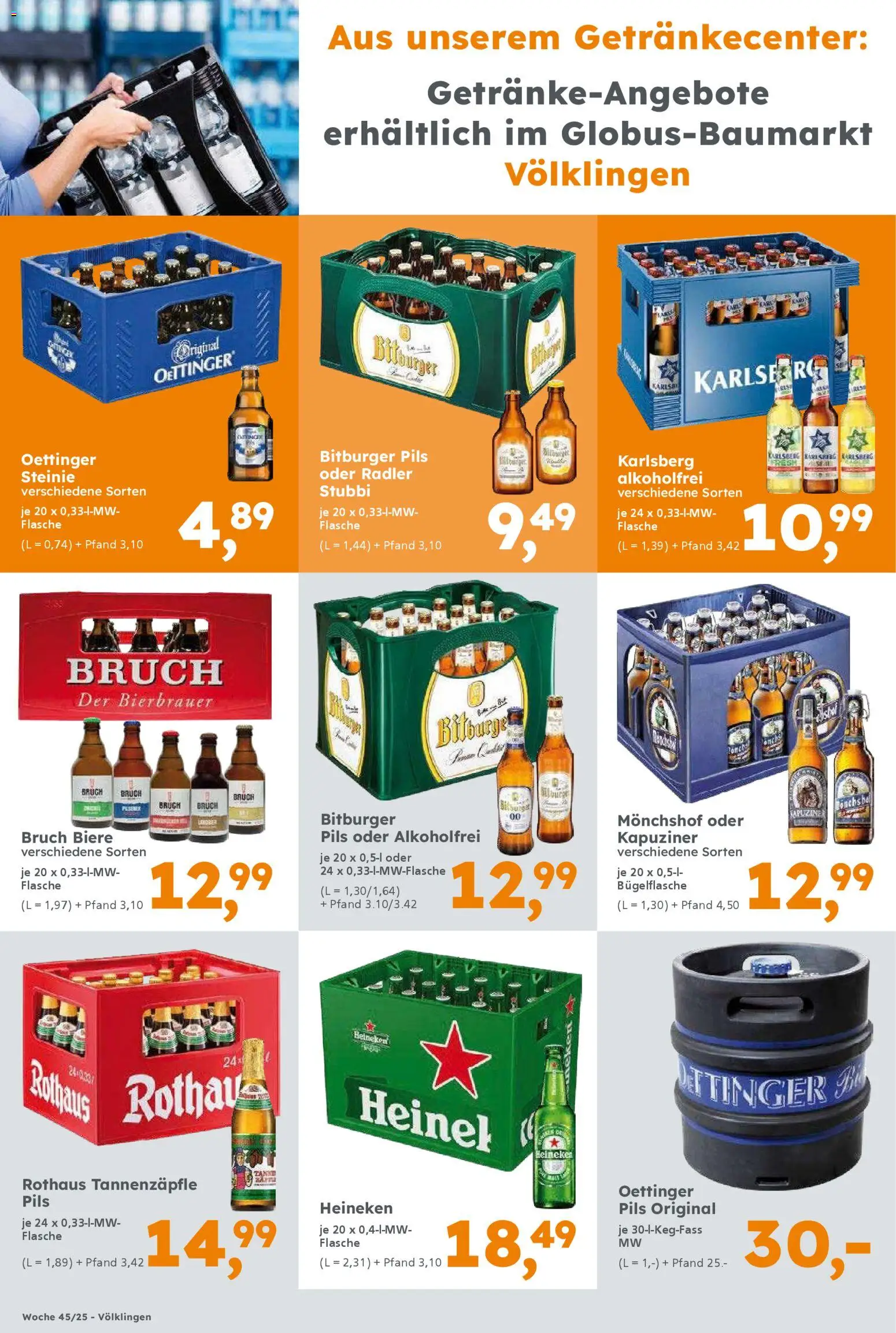 Globus Baumarkt - Saarland – gültig ab 03.11.2025 | Seite: 16 | Produkte: Pils, Oettinger, Heineken, Radler