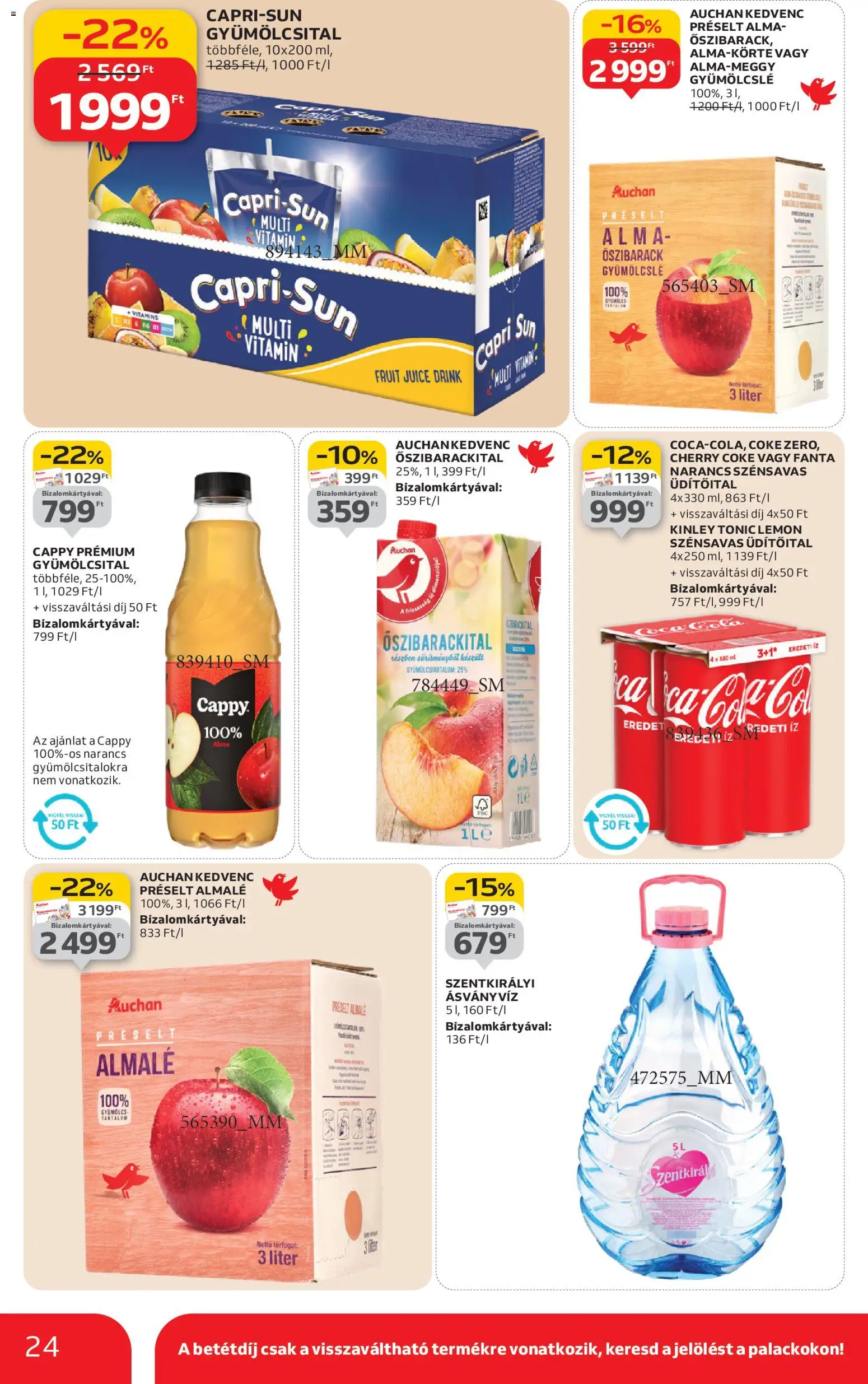 Auchan akciós ujság - amely érvényes a következő dátumtól: 08.01.2026 | Oldal: 24 | Termékek: Tonic, Ásványvíz, Alma, Narancs