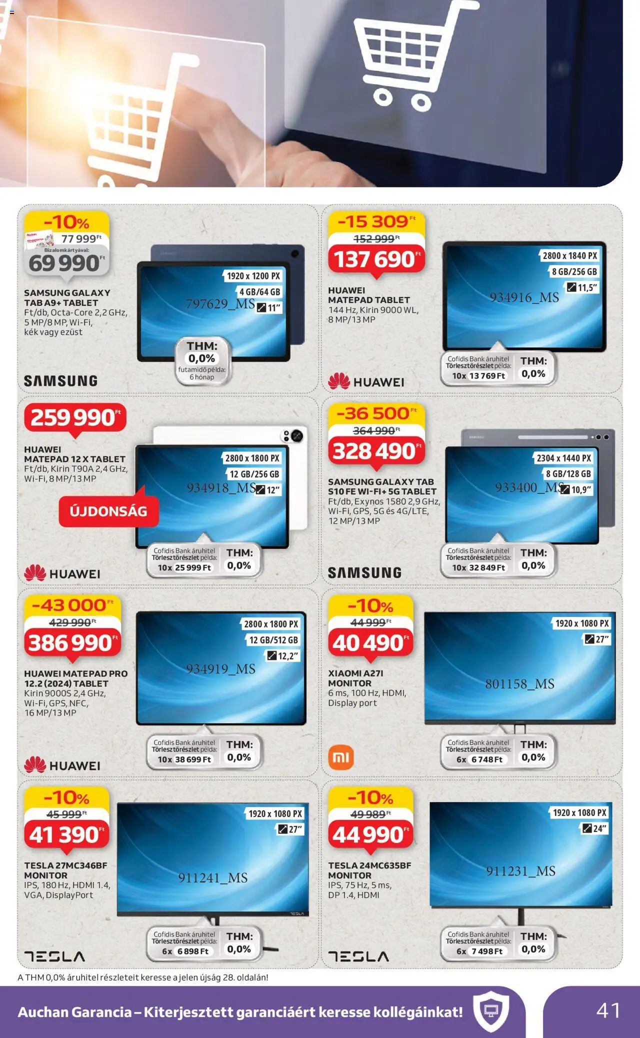 Auchan akciós ujság - amely érvényes a következő dátumtól: 19.06.2025 | Oldal: 41 | Termékek: Tablet, Monitor, Xiaomi, Samsung