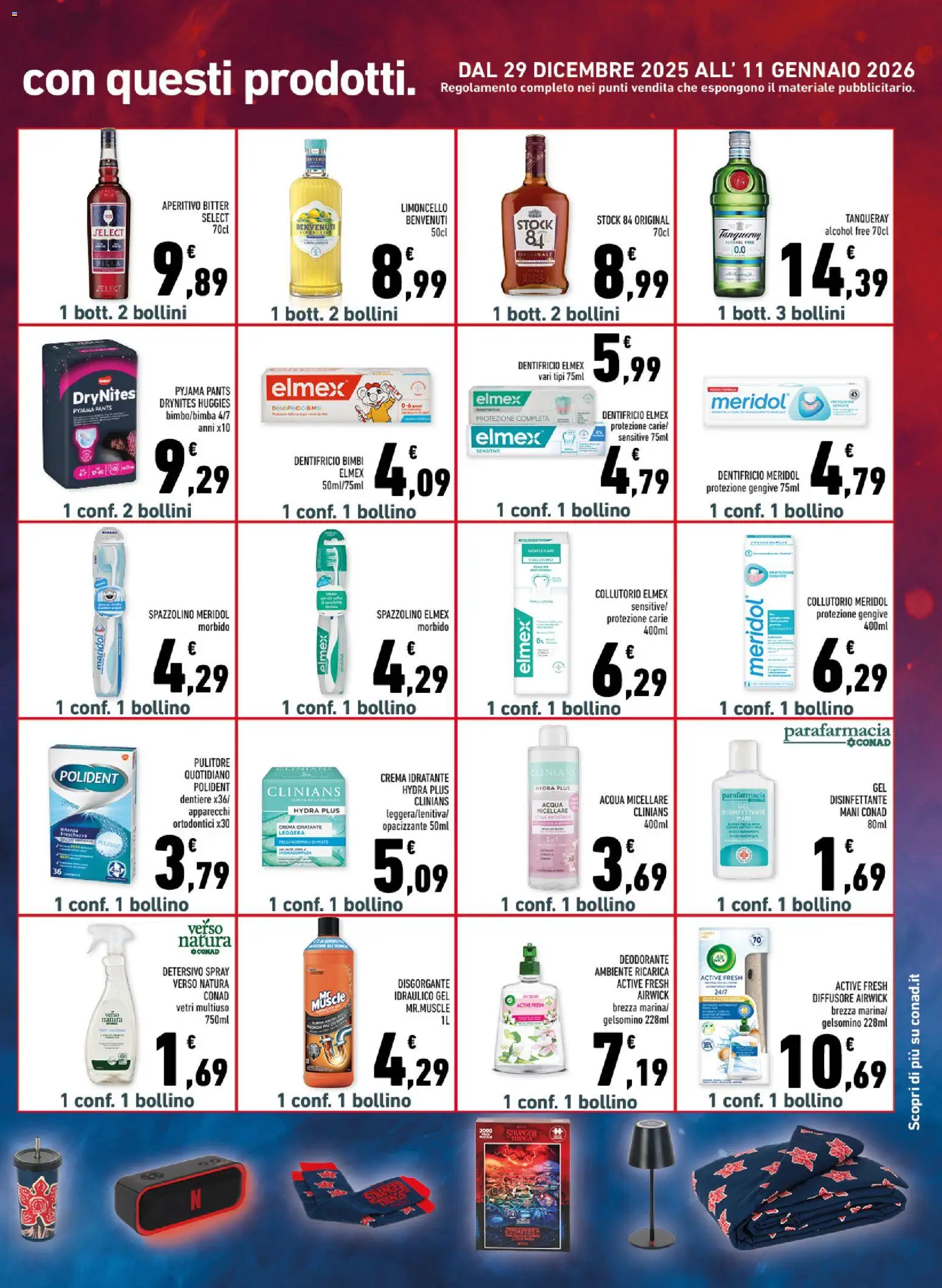 Volantino Conad del 02.01.2026 | Pagina: 15 | Prodotti: Deodorante, Spazzolino, Acqua, Limoncello