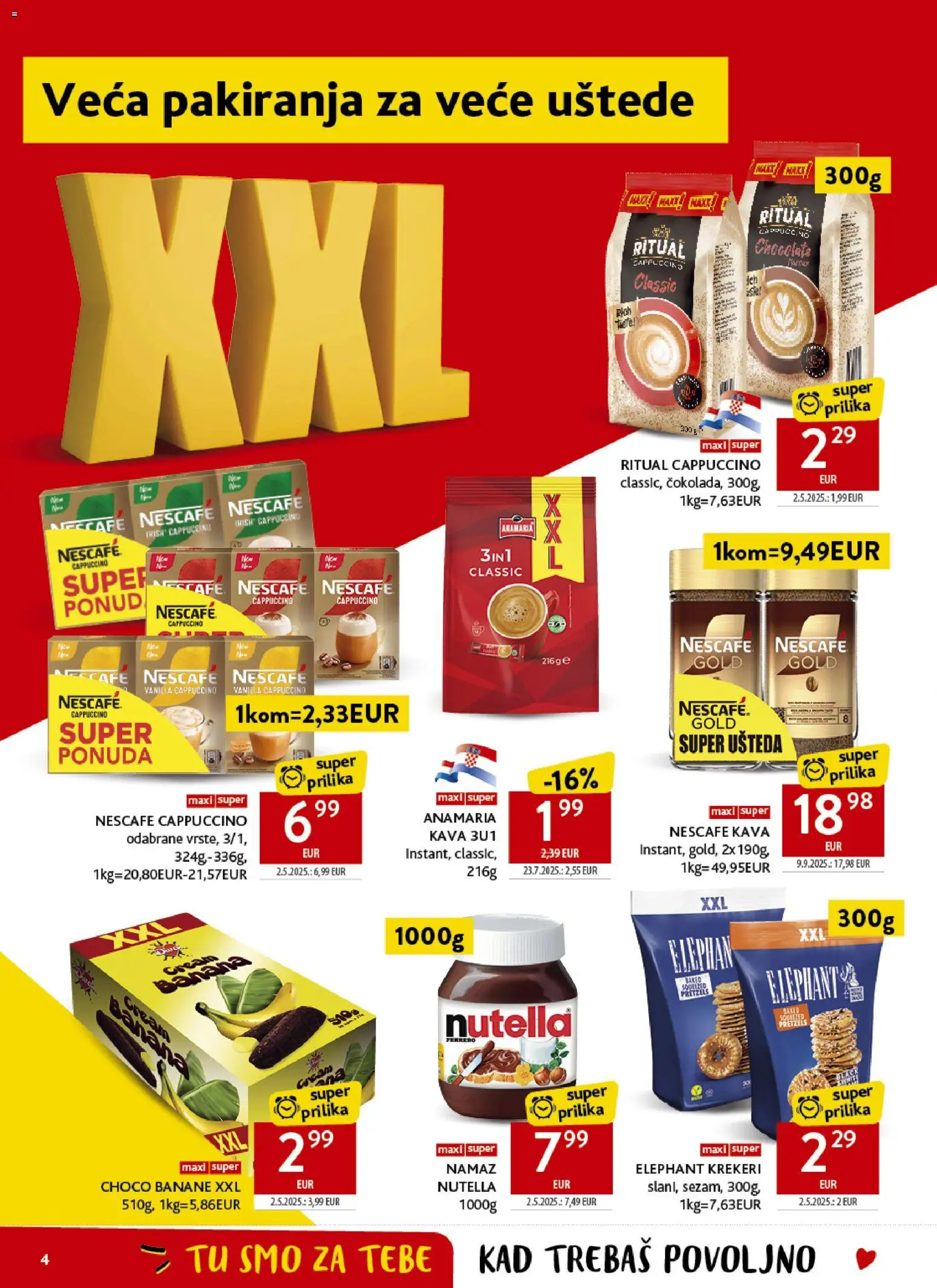 Konzum katalog | vrijedi od 08.04.2026 | Stranica: 4 | Proizvodi: Kava, Nescafe Gold, Krekeri, Namaz