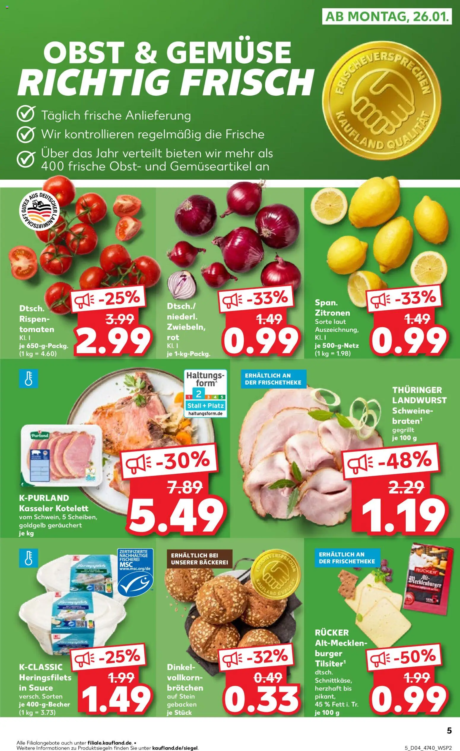 Kaufland prospekt Hannover	 – gültig ab 25.01.2026 | Seite: 5 | Produkte: Burger, Gemüse, Obst, Zitronen