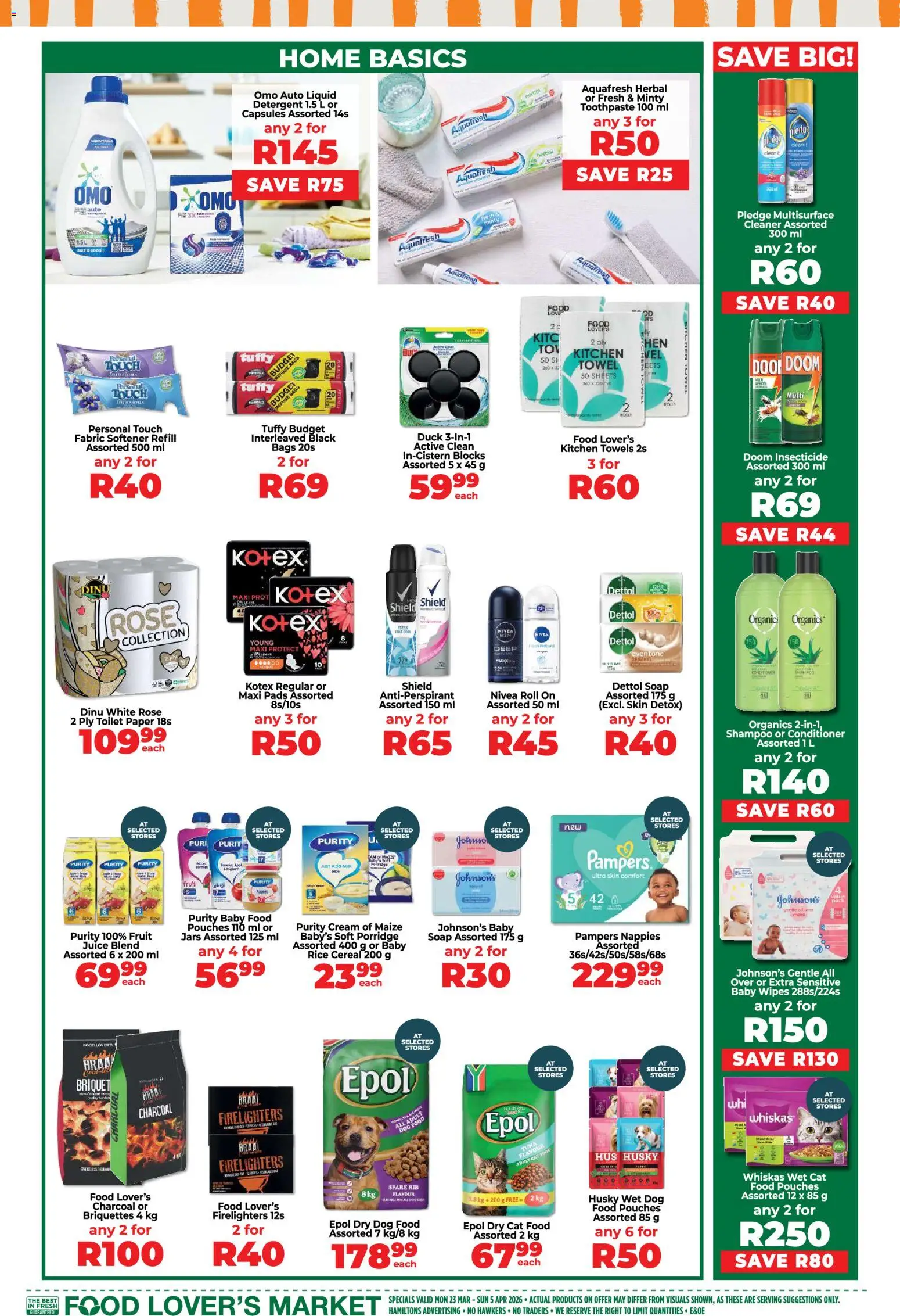 New Food Lover's Market catalogue – valid from 23.03.2026 | Page: 15 | Products: Toilet, Rice, Baby food, Detergent
