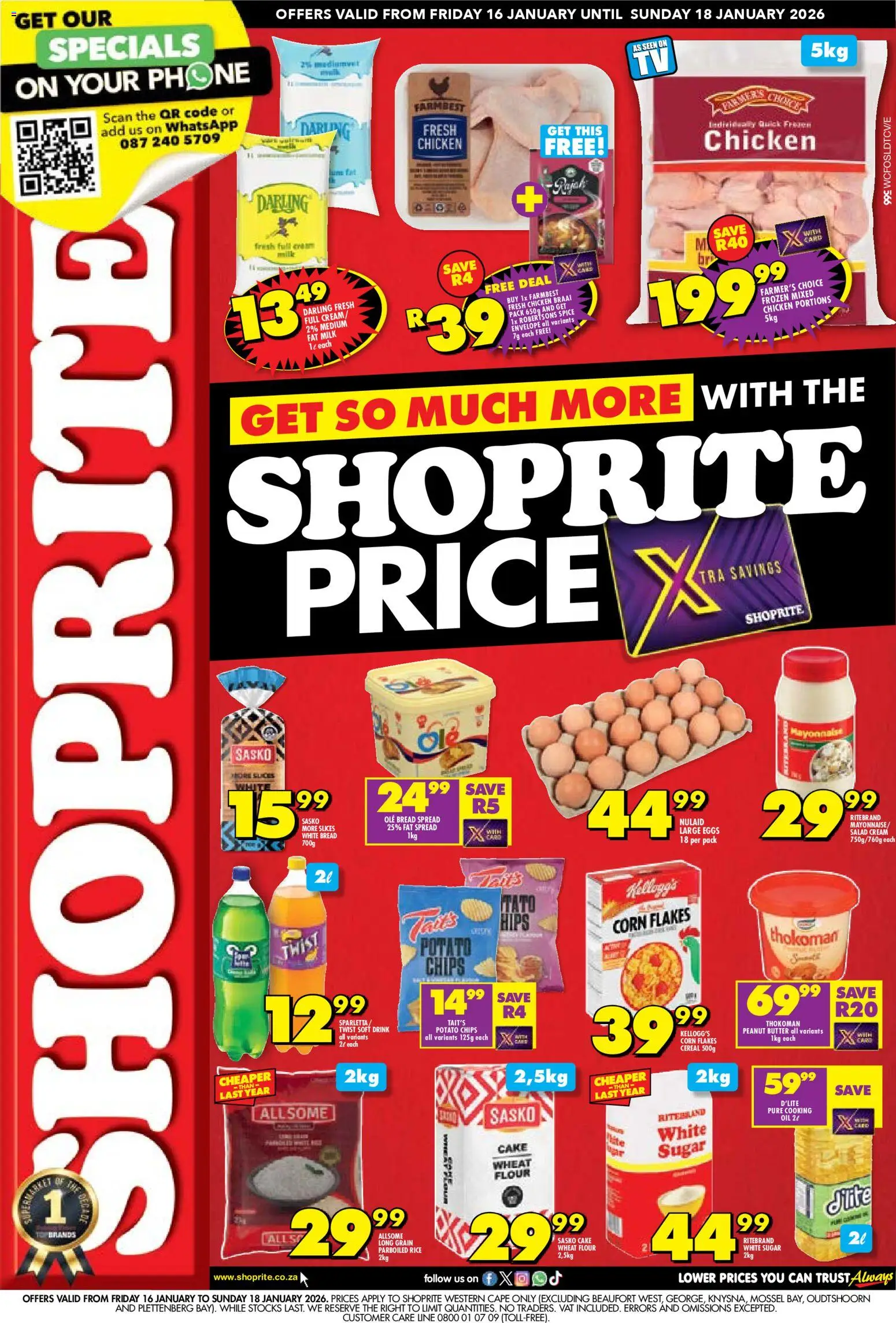 New Shoprite catalogue – valid from 16.01.2026 | Page: 1 | Products: Corn, Flour, Cream, Mayonnaise