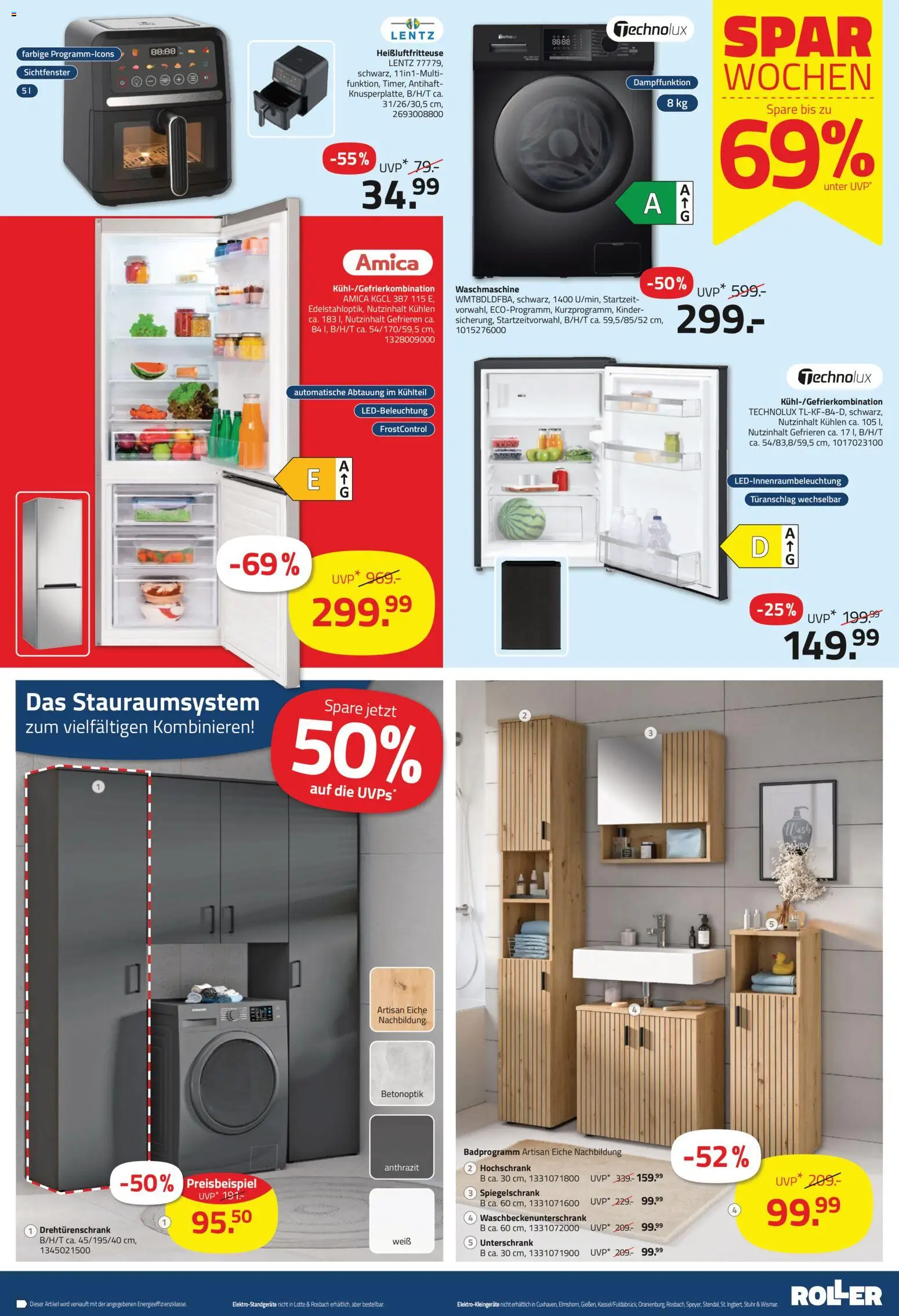 Roller Prospekt 	 – gültig ab 01.03.2026 | Seite: 9 | Produkte: Waschmaschine, Spiegelschrank, Hochschrank, Heißluftfritteuse