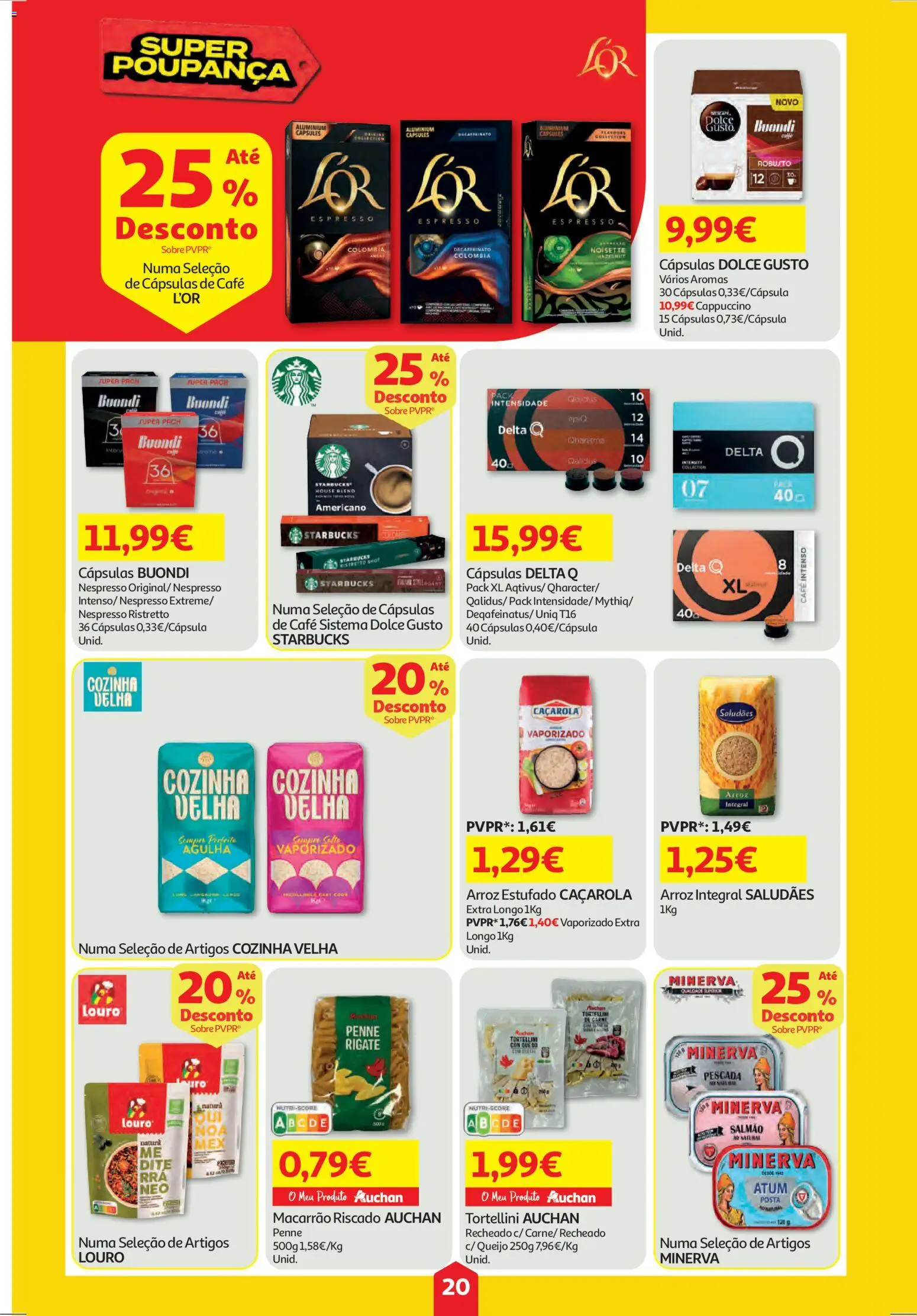 Auchan folheto │ válido de 06.11.2025 | Página: 20 | Produtos: Capsulas dolce gusto, Queijo, Café, Macarrão