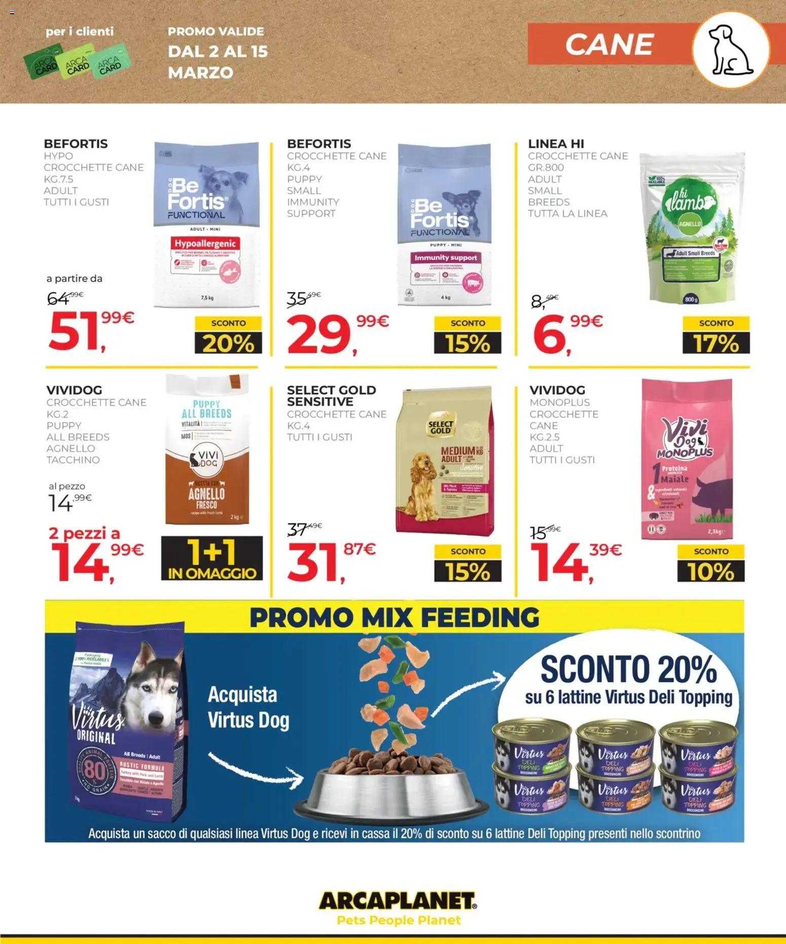 Volantino Arcaplanet del 02.03.2026 | Pagina: 23 | Prodotti: Maiale, Tacchino, Agnello, Topping