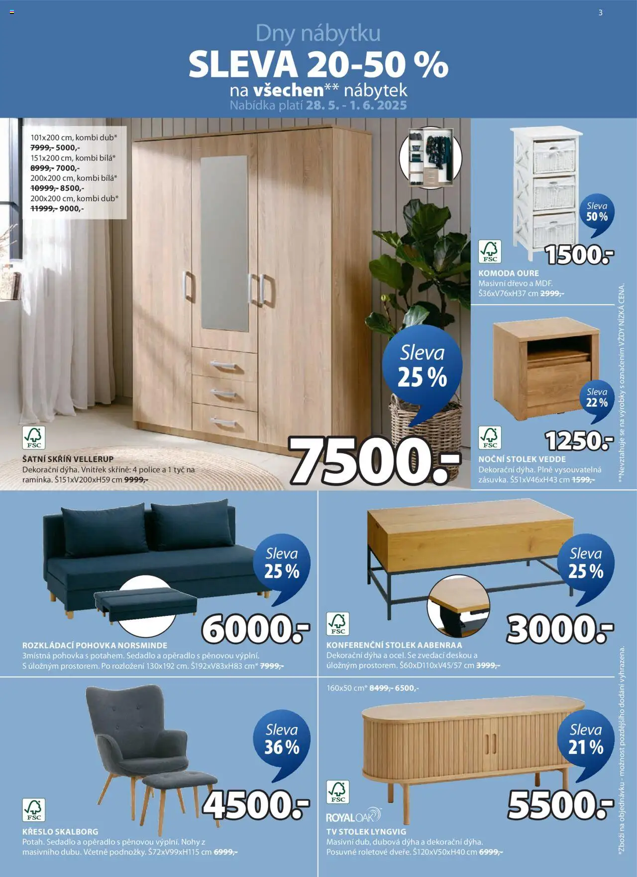 JYSK leták od 28.05.2025 | Strana: 3 | Produkty: Rozkládací pohovka, Nábytek, Šatní skříň, Konferenční stolek