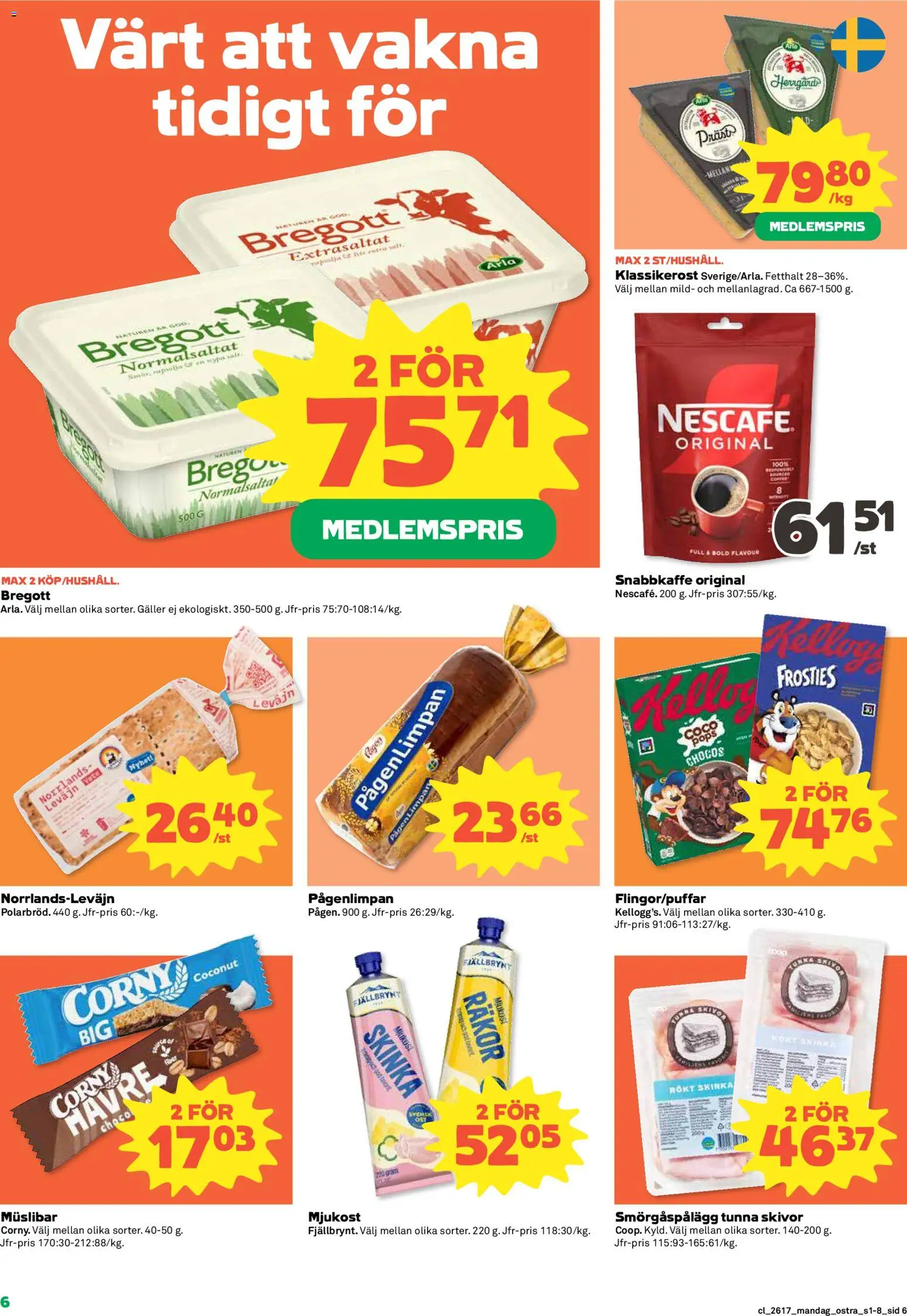 Coop Daglivs reklamblad aktuell från 20.04.2026 | Sida: 6 | Produkter: Galler, Bregott, Skinka, Mjukost