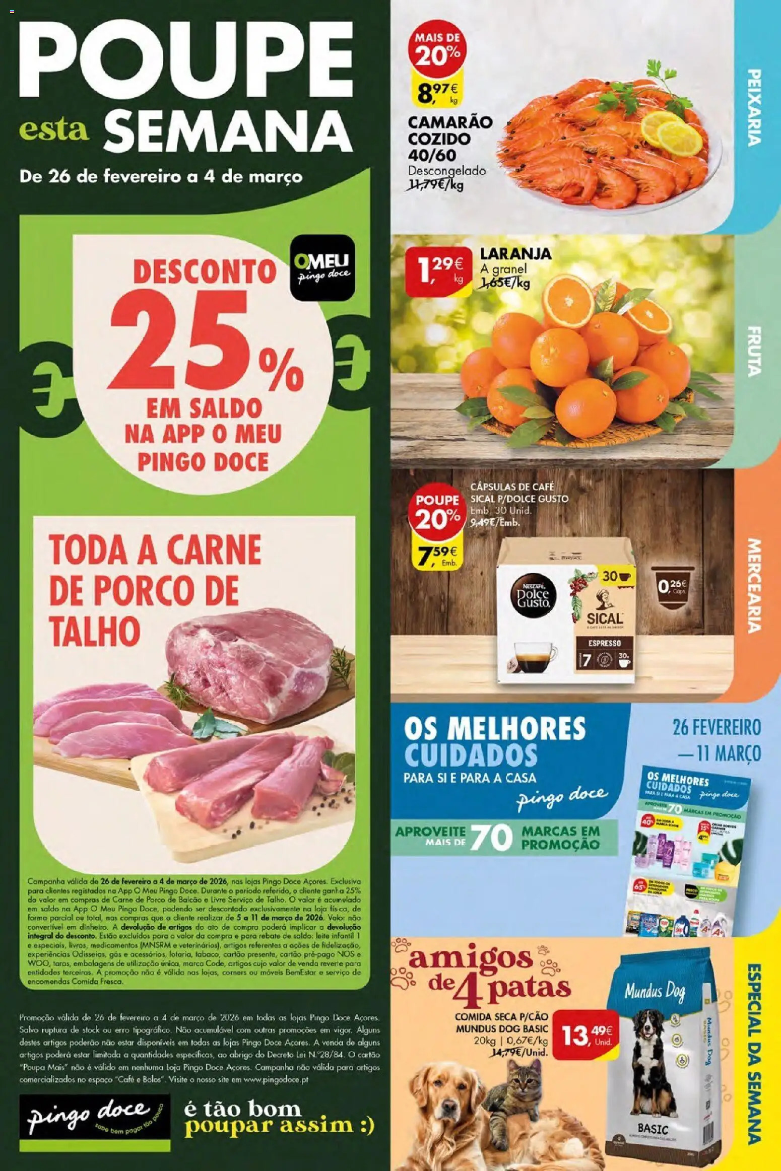 Pingo Doce Poupe Esta Semana Açores │ válido de 26.02.2026 | Página: 1 | Produtos: Camarão, Leite infantil, Leite, Carne de porco