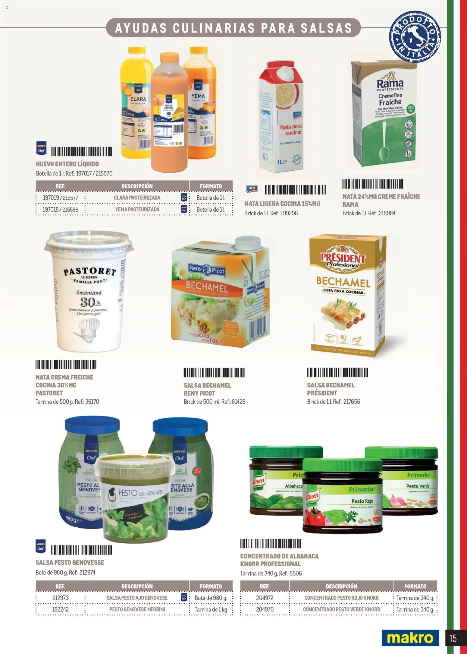 Makro Restaurantes italianos Canarias │ válido desde el 27.03.2026 | Página: 15 | Productos: Πιατοθήκη, Crema, Cocina