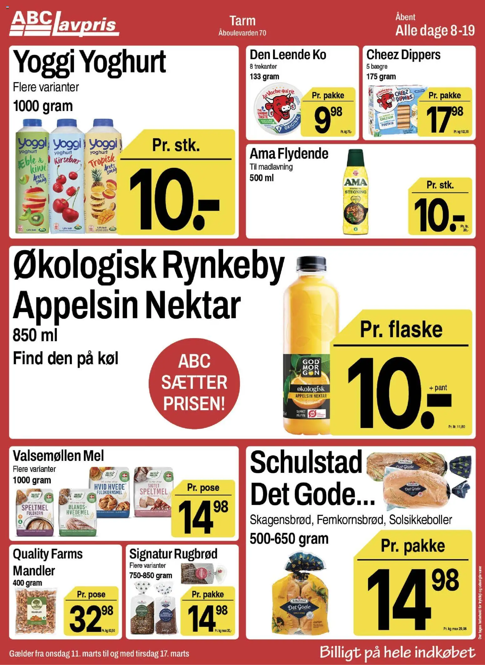 Abc Lavpris tilbudsavis – gyldig fra 11.03.2026 | Side: 4 | Produkter: Kiwi, Mel, Mandler, Rugbrød