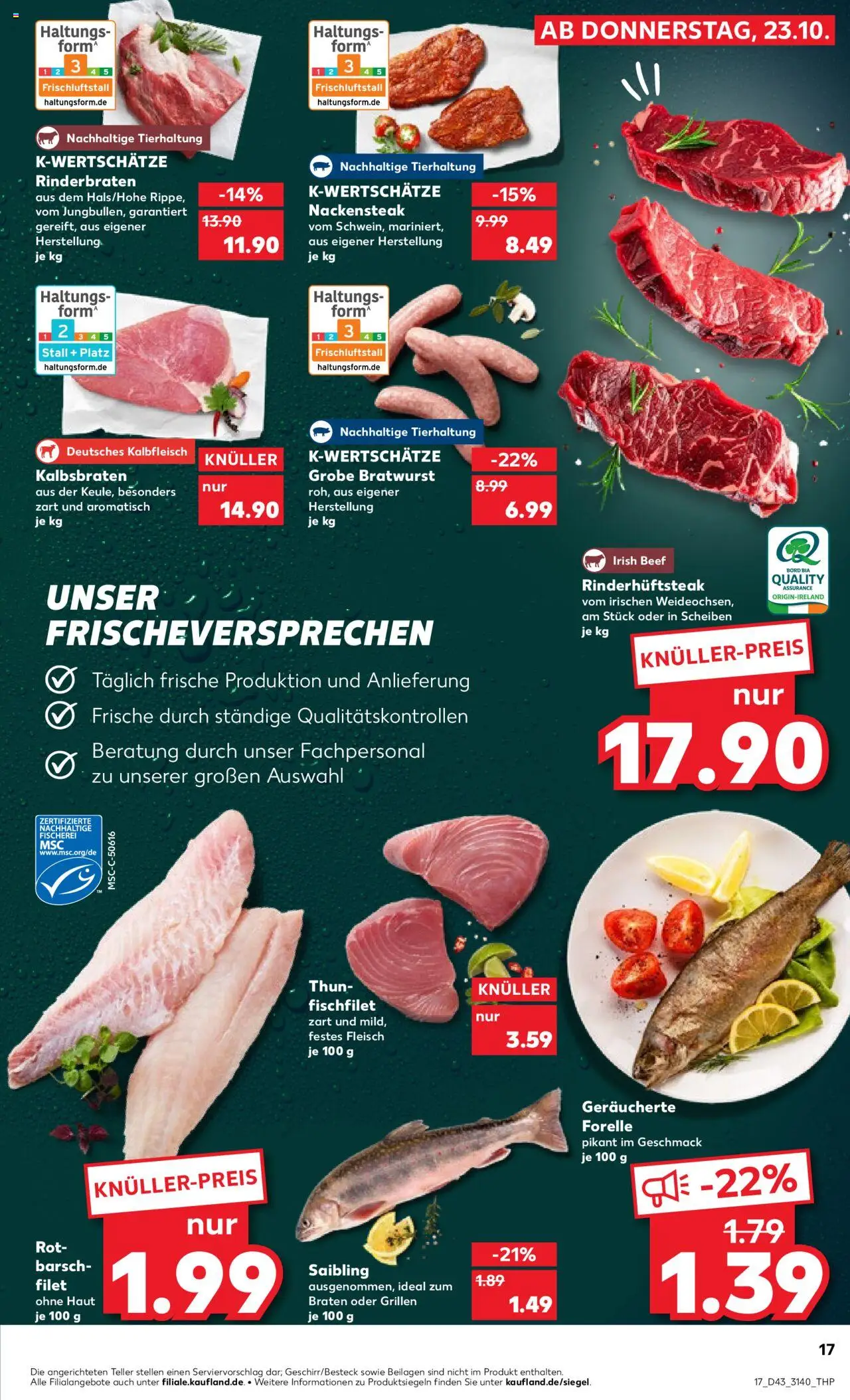 Kaufland prospekt Leipzig	 – gültig ab 23.10.2025 | Seite: 17 | Produkte: Rinderbraten, Bratwurst, Steak, Fleisch