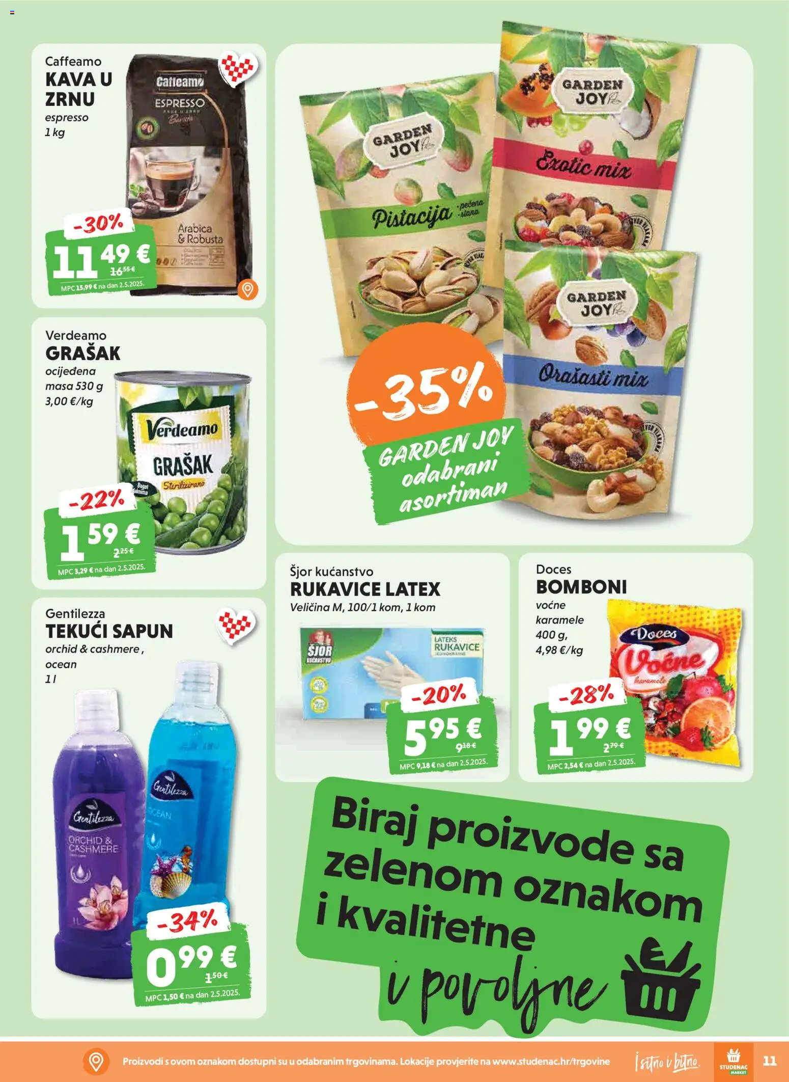Studenac katalog | vrijedi od 08.04.2026 | Stranica: 11 | Proizvodi: Sapun, Bomboni, Rukavice, Grašak