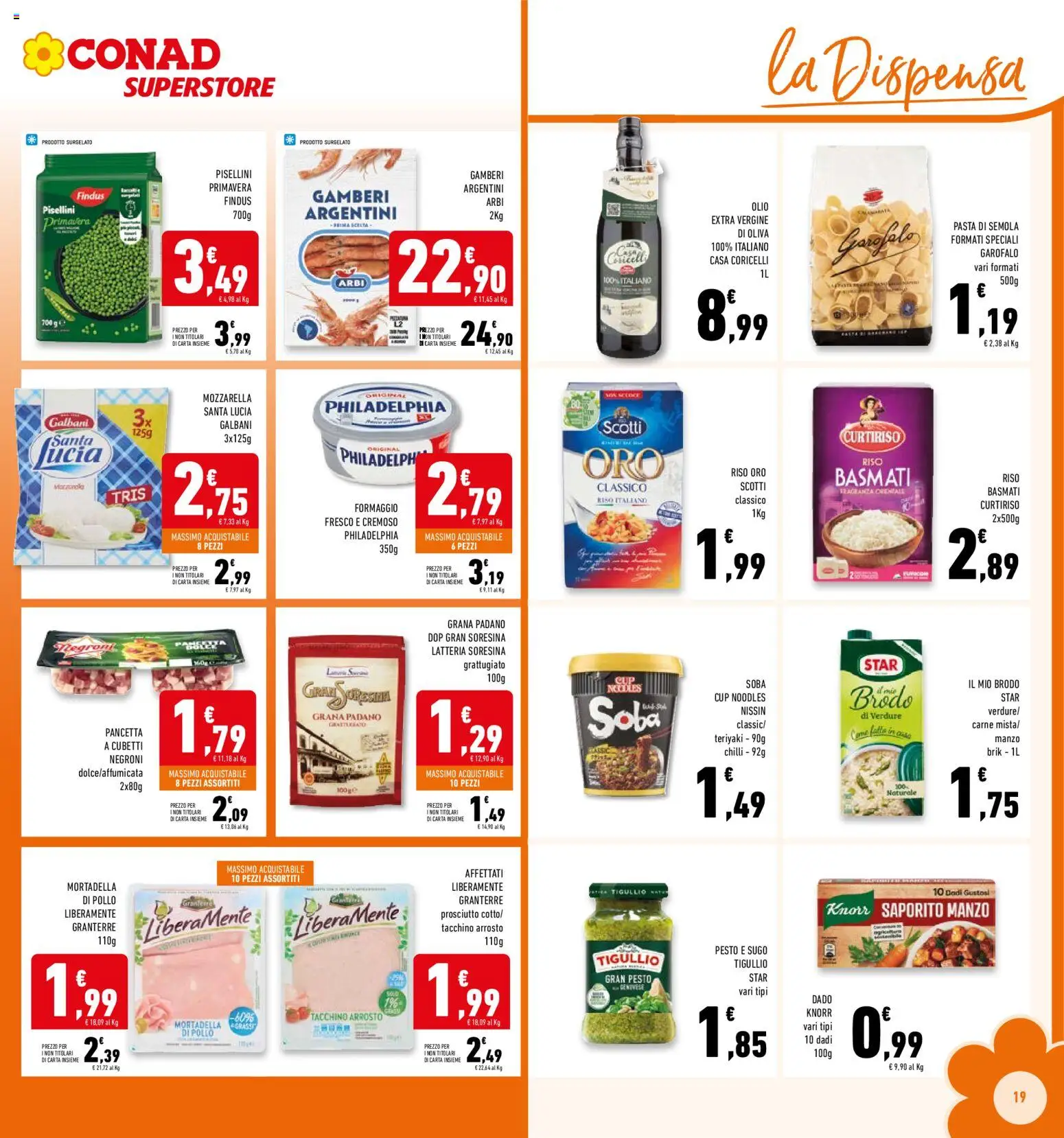 Volantino Conad del 25.03.2026 | Pagina: 19 | Prodotti: Arrosto, Gamberi, Olive, Sugo