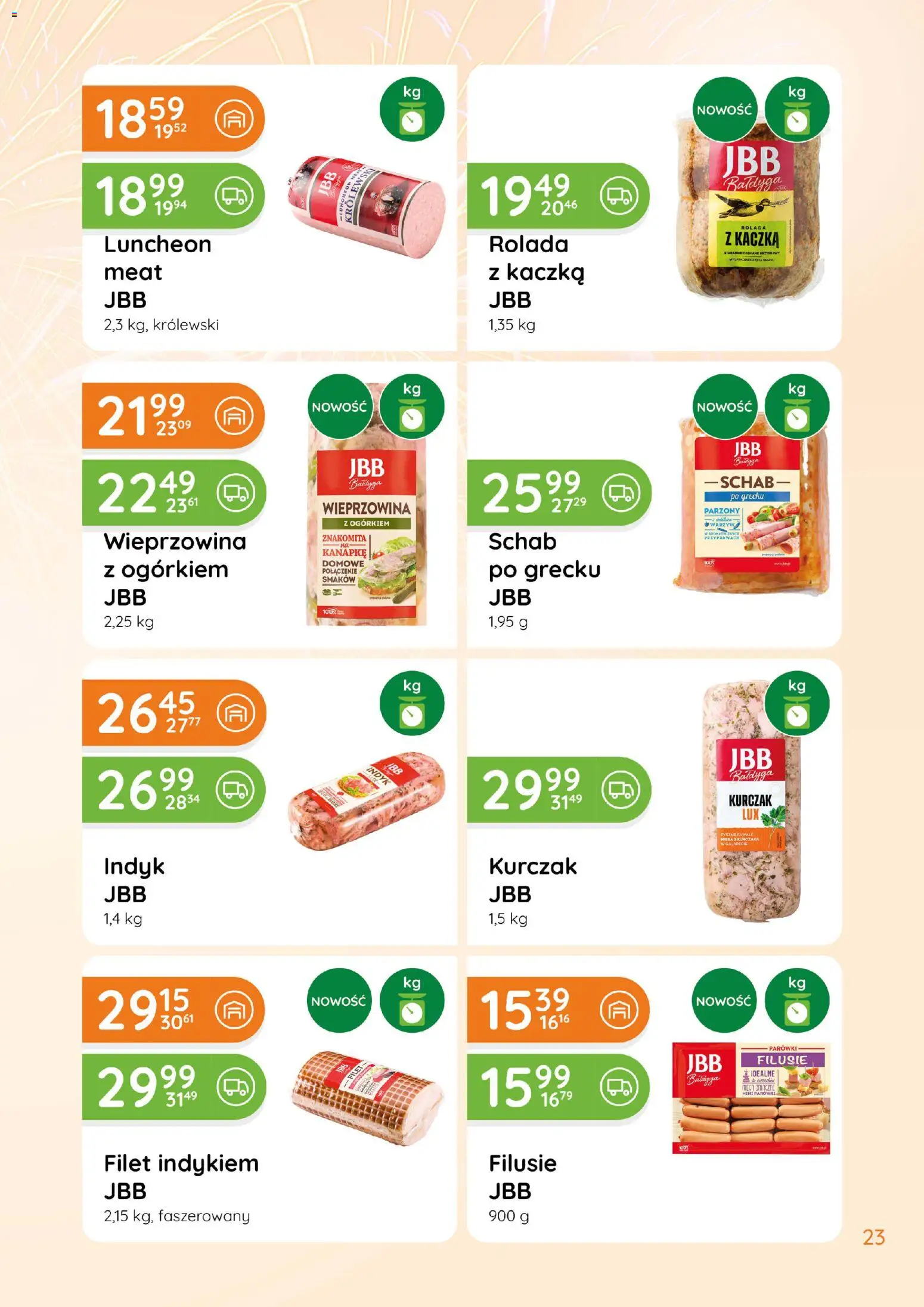 Eurocash Gazetka - Katalog Wędliny od 01.01.2026 | Strona: 23 | Produkty: Kurczak, Kaczka, Parówki, Wieprzowina