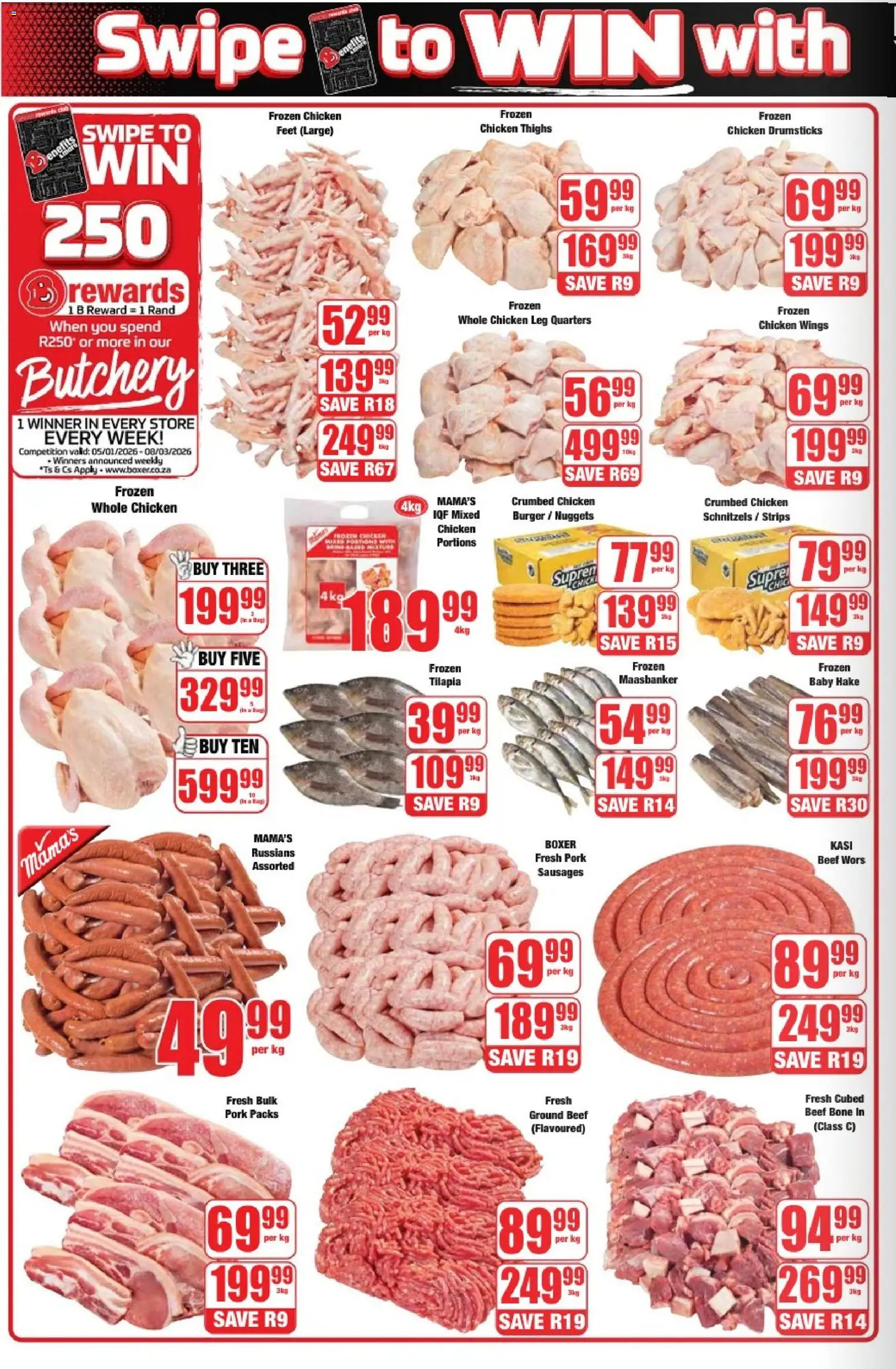 New Boxer catalogue – valid from 05.01.2026 | Page: 2 | Products: Magdalenas, Chicken, Pork, Beef