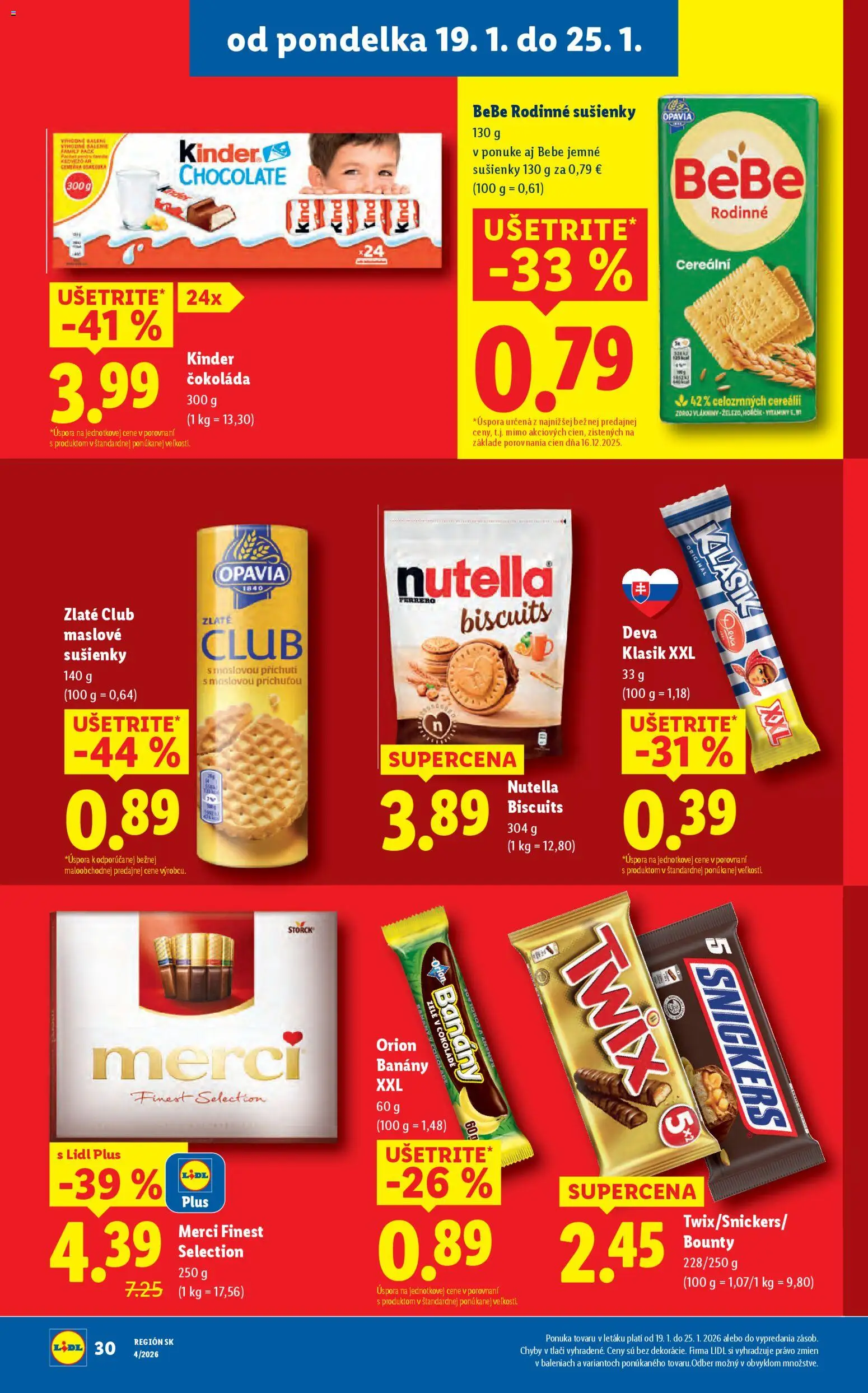 Nové Lidl akcie – leták je platný od 22.01.2026 | Strana: 66 | Produkty: Banány, Merci, Kinder, Maslove sušienky