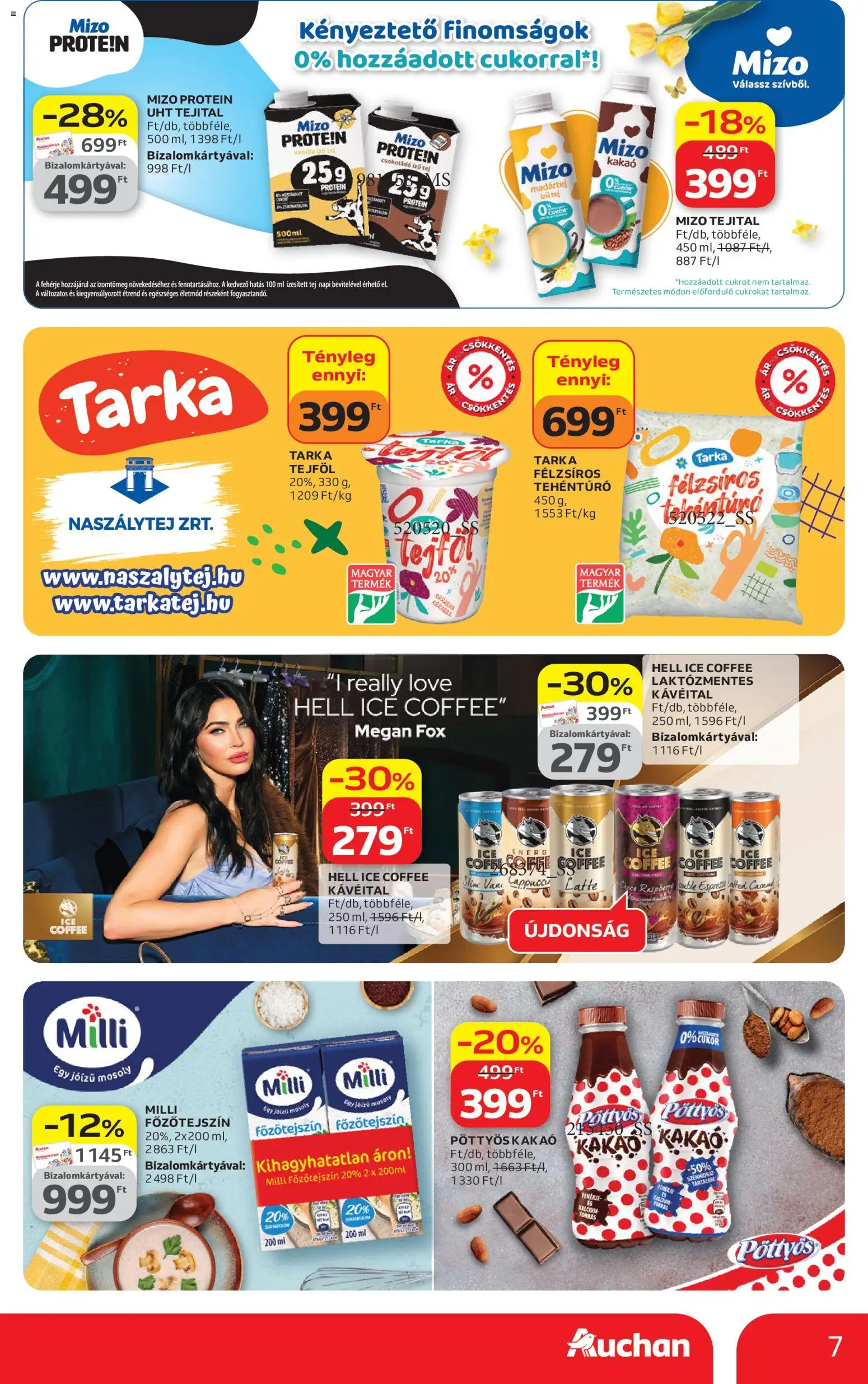 Auchan akciós ujság - amely érvényes a következő dátumtól: 09.04.2026 | Oldal: 7 | Termékek: Főzőtejszín, Protein, Fehérje, Tej