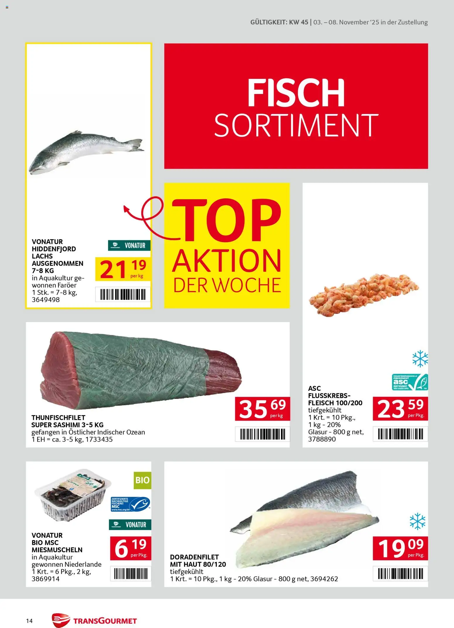 Transgourmet Zustellaktion gültig ab 03.11.2025 | Seite: 14 | Produkte: Fisch