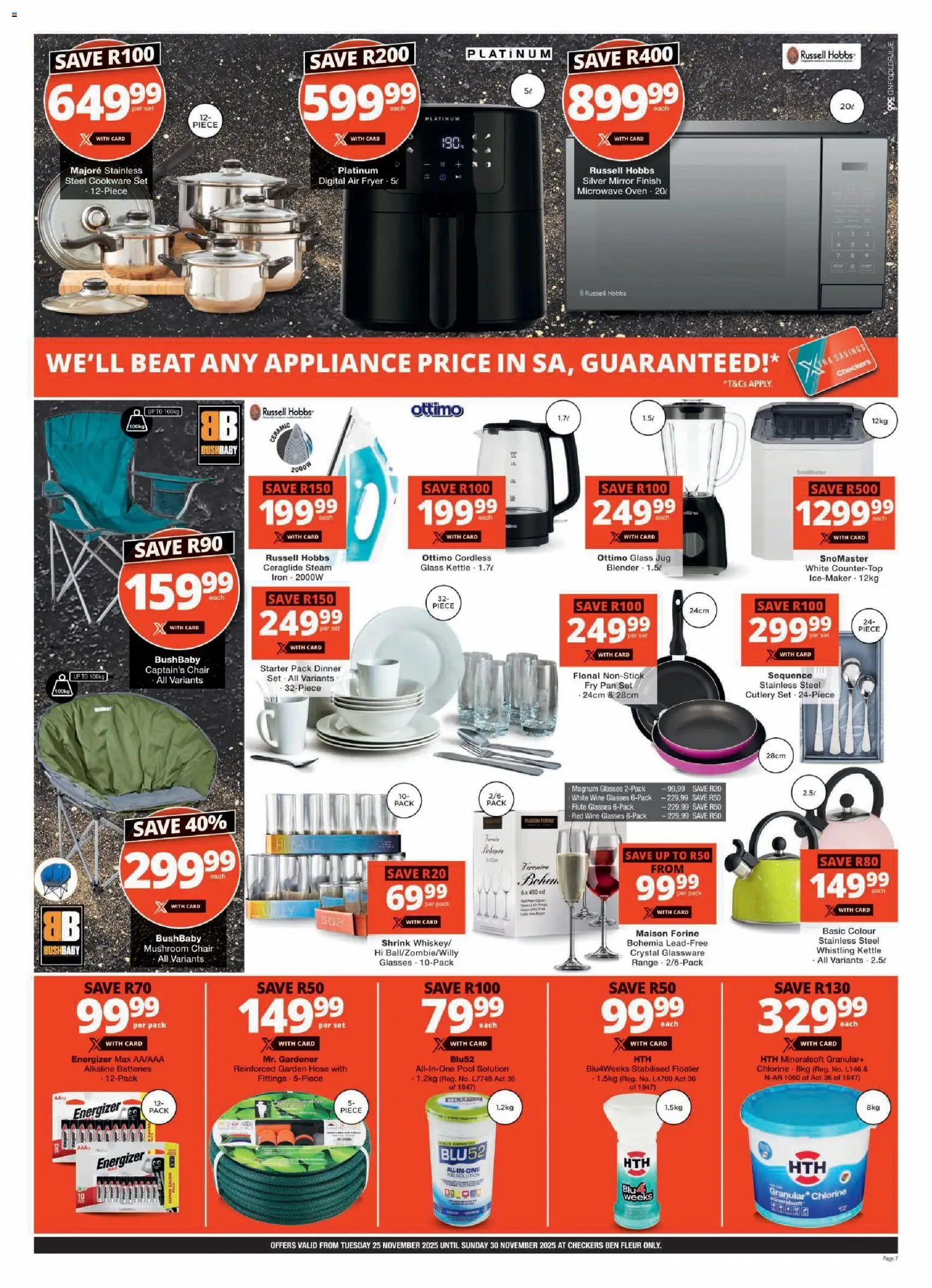 New Checkers catalogue – valid from 25.11.2025 | Page: 7 | Products: Iron, Mirror, Air fryer, Garden hose
