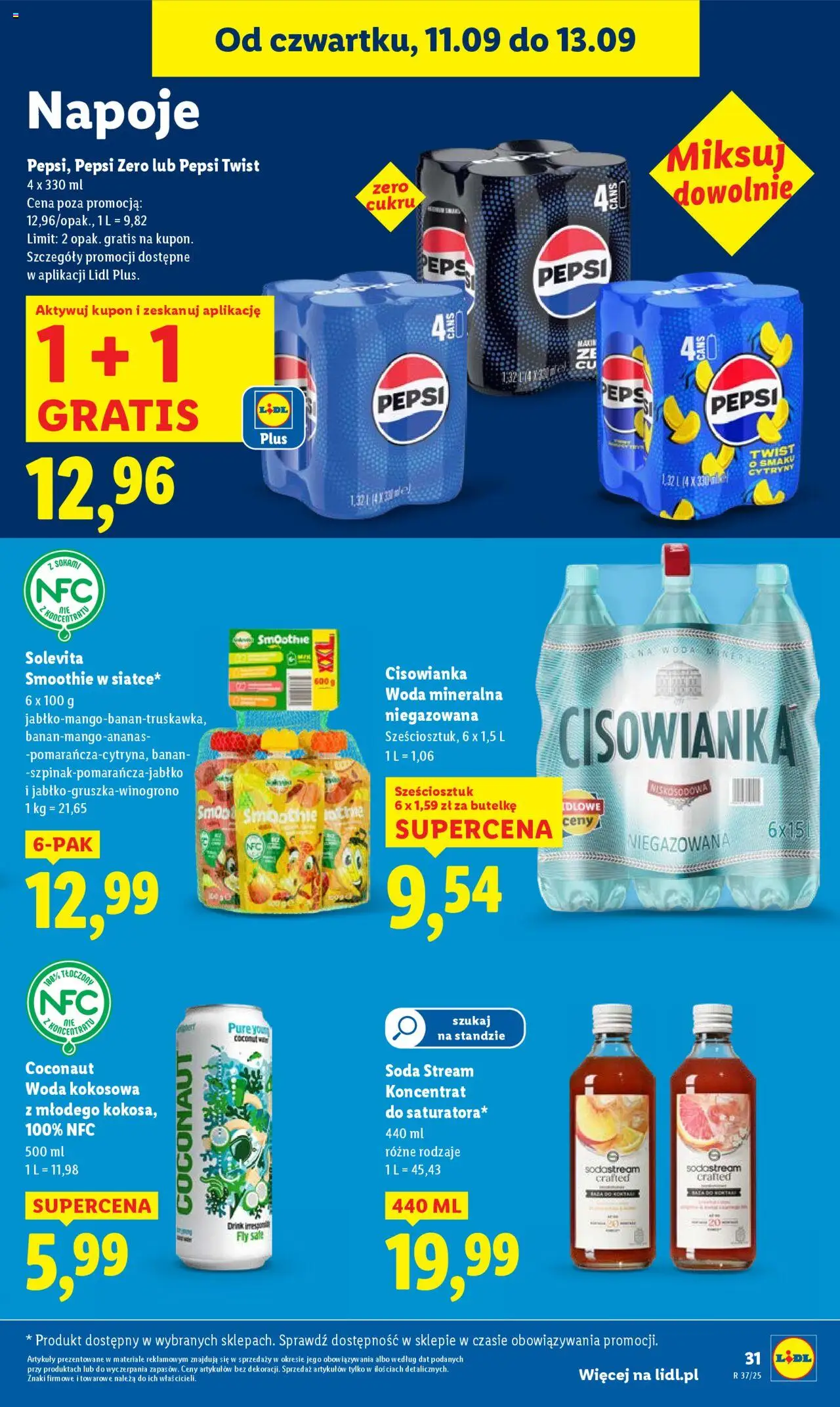 Lidl Gazetka od 11.09.2025 | Strona: 33 | Produkty: Smoothie, Cytryny, Woda, Sodastream