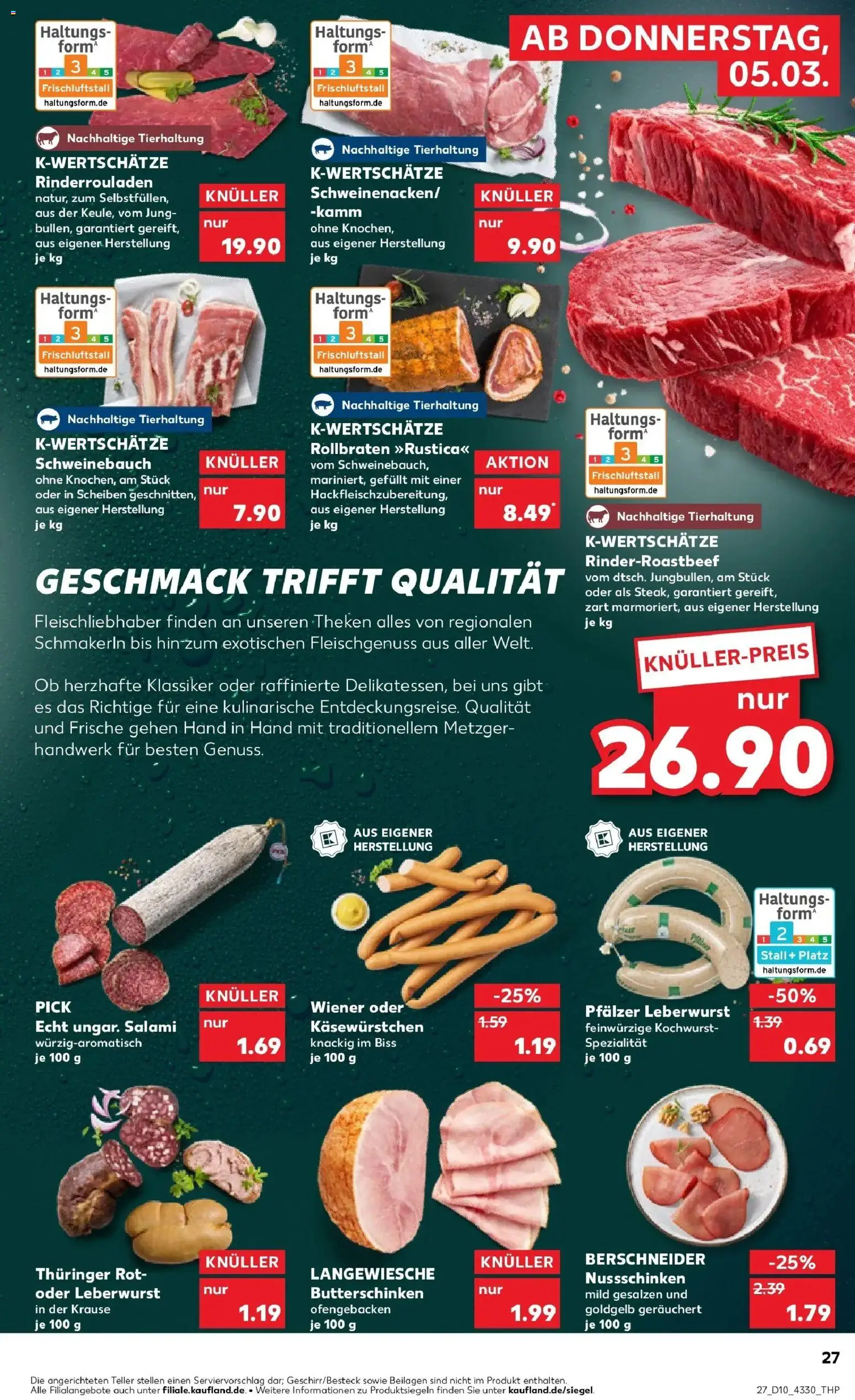 Kaufland Prospekt Kamenz	 – gültig ab 02.03.2026 | Seite: 39 | Produkte: Rinderrouladen, Schweinebauch, Salami