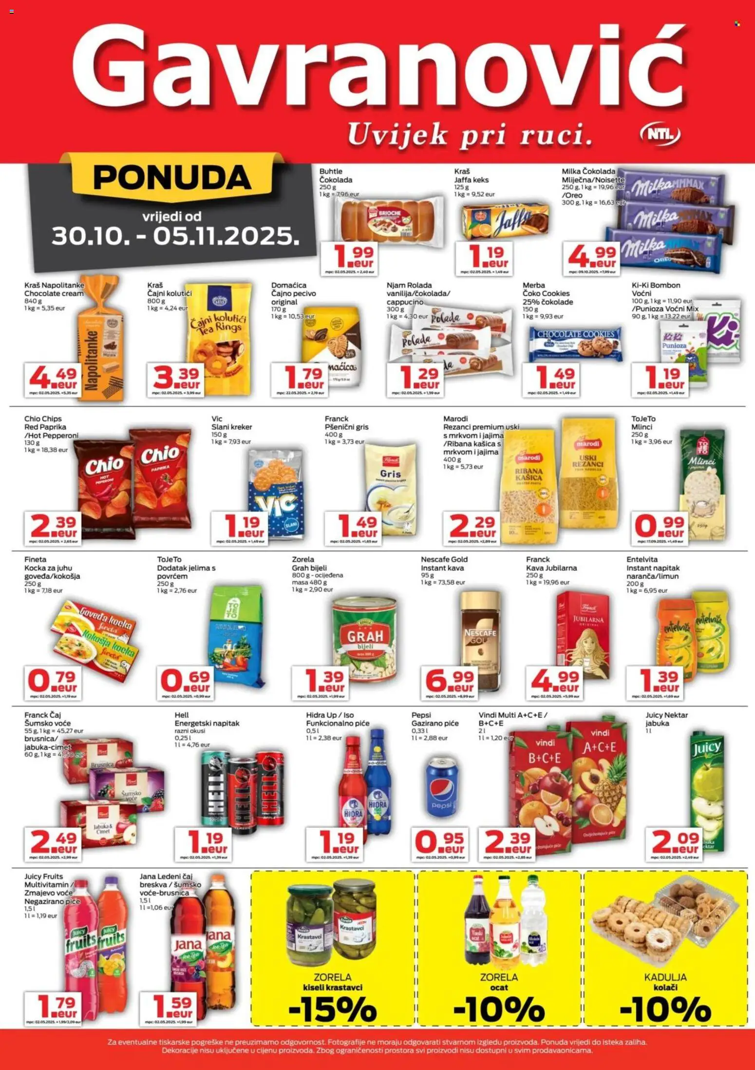 Gavranović katalog | vrijedi od 30.10.2025 | Stranica: 3 | Proizvodi: Nescafe, Grah, Čaj, Milka