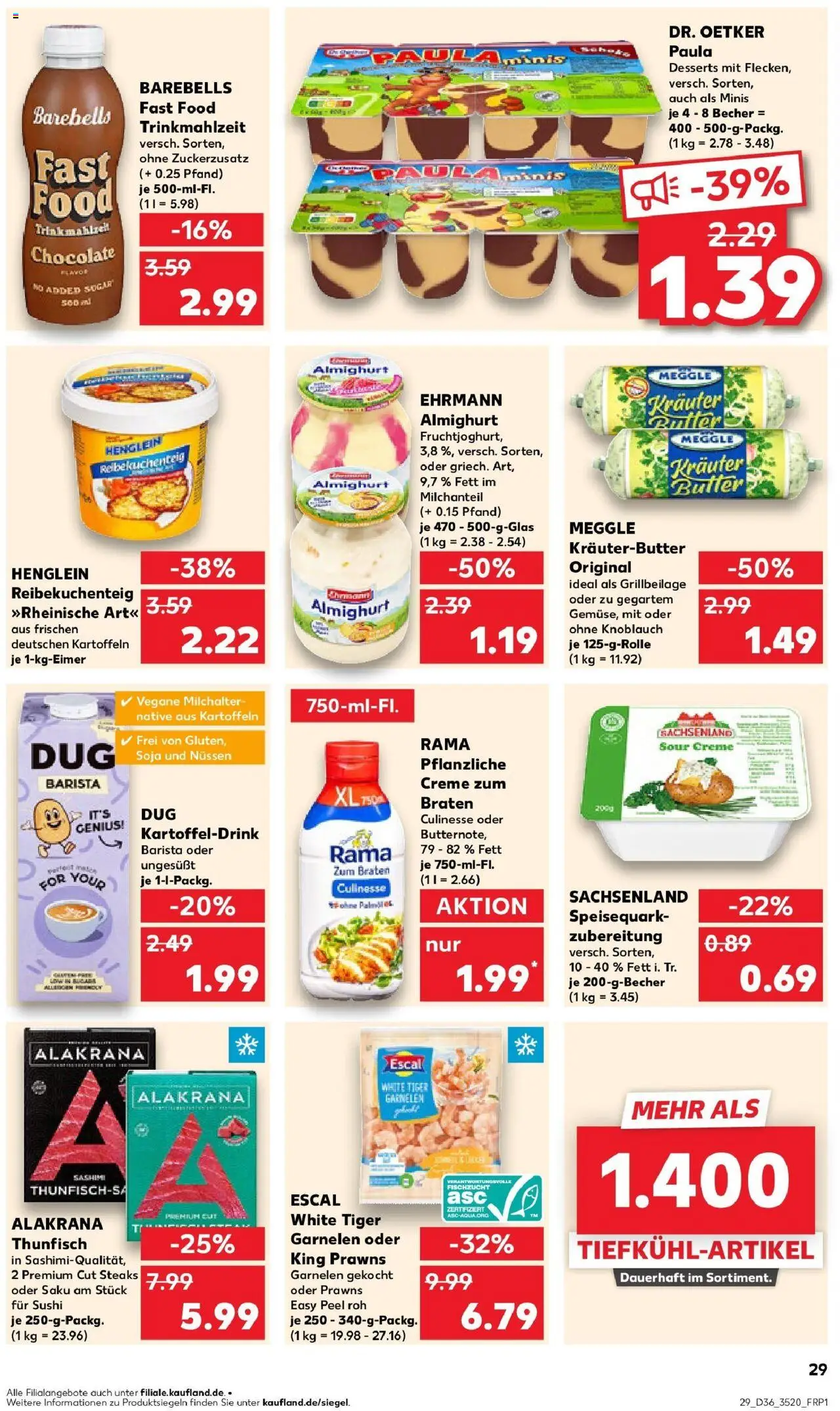 Kaufland prospekt Sonneberg	 – gültig ab 04.09.2025 | Seite: 29 | Produkte: Quark, Thunfisch, Knoblauch, Speisequark