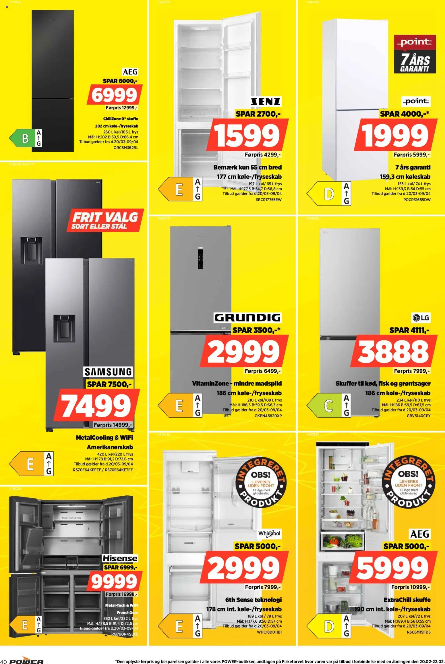 Power tilbudsavis – gyldig fra 20.03.2026 | Side: 40 | Produkter: Fisk, Køleskab