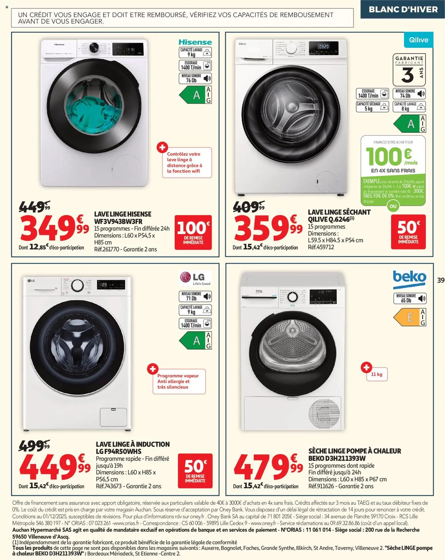 {H1} | Page: 39 | Produits: Lave linge