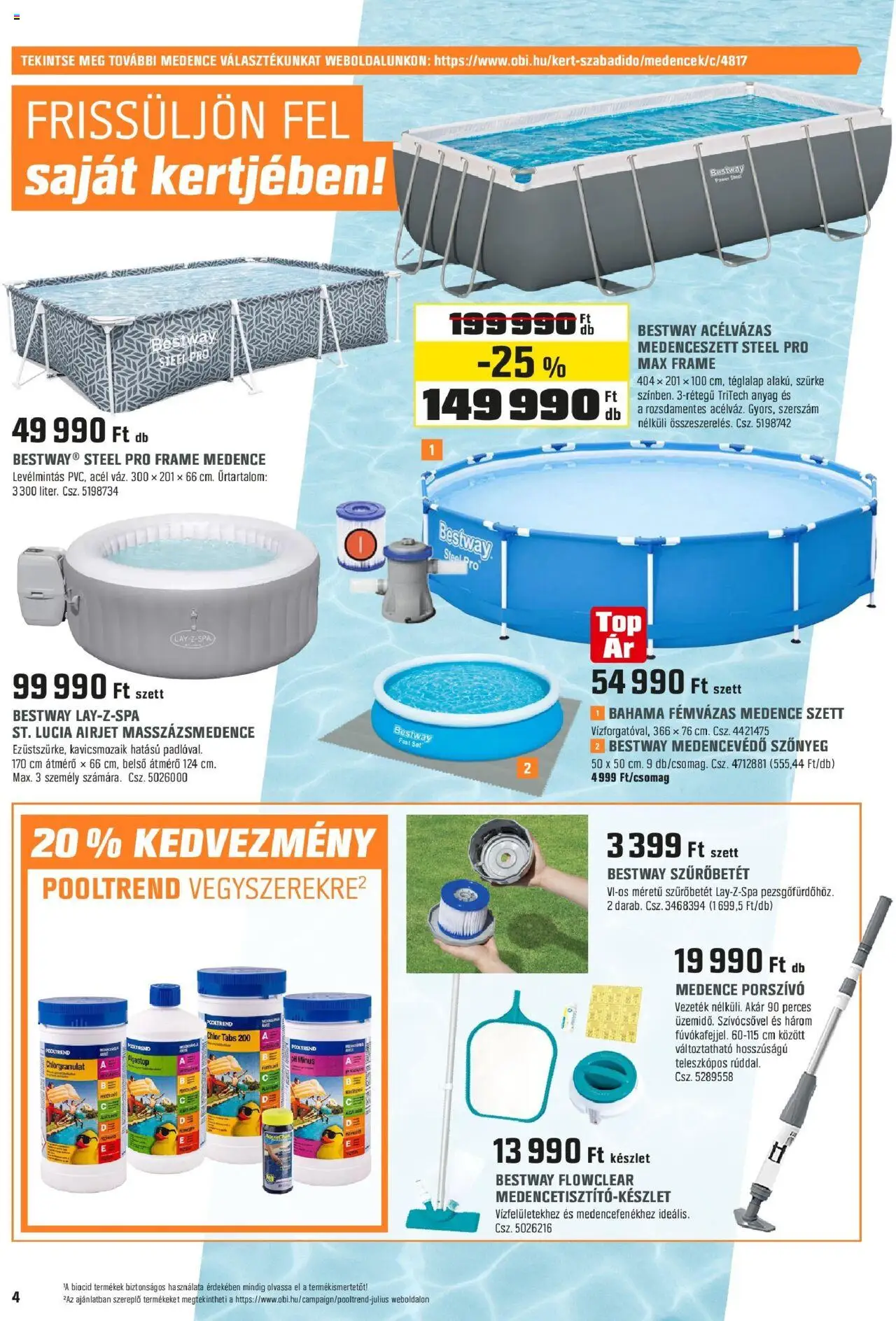 OBI akciós ujság - amely érvényes a következő dátumtól: 30.06.2025 | Oldal: 4 | Termékek: Porszívó, Szőnyeg, Medence