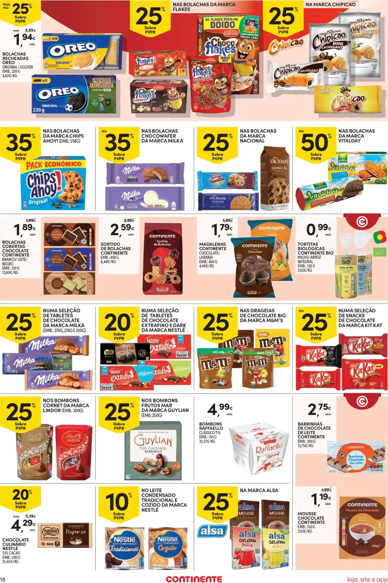 Continente Semanal Continente Bom Dia │ válido de 30.09.2025 | Página: 18 | Produtos: Mousse de chocolate, Milka bolachas, Leite condensado, Leite