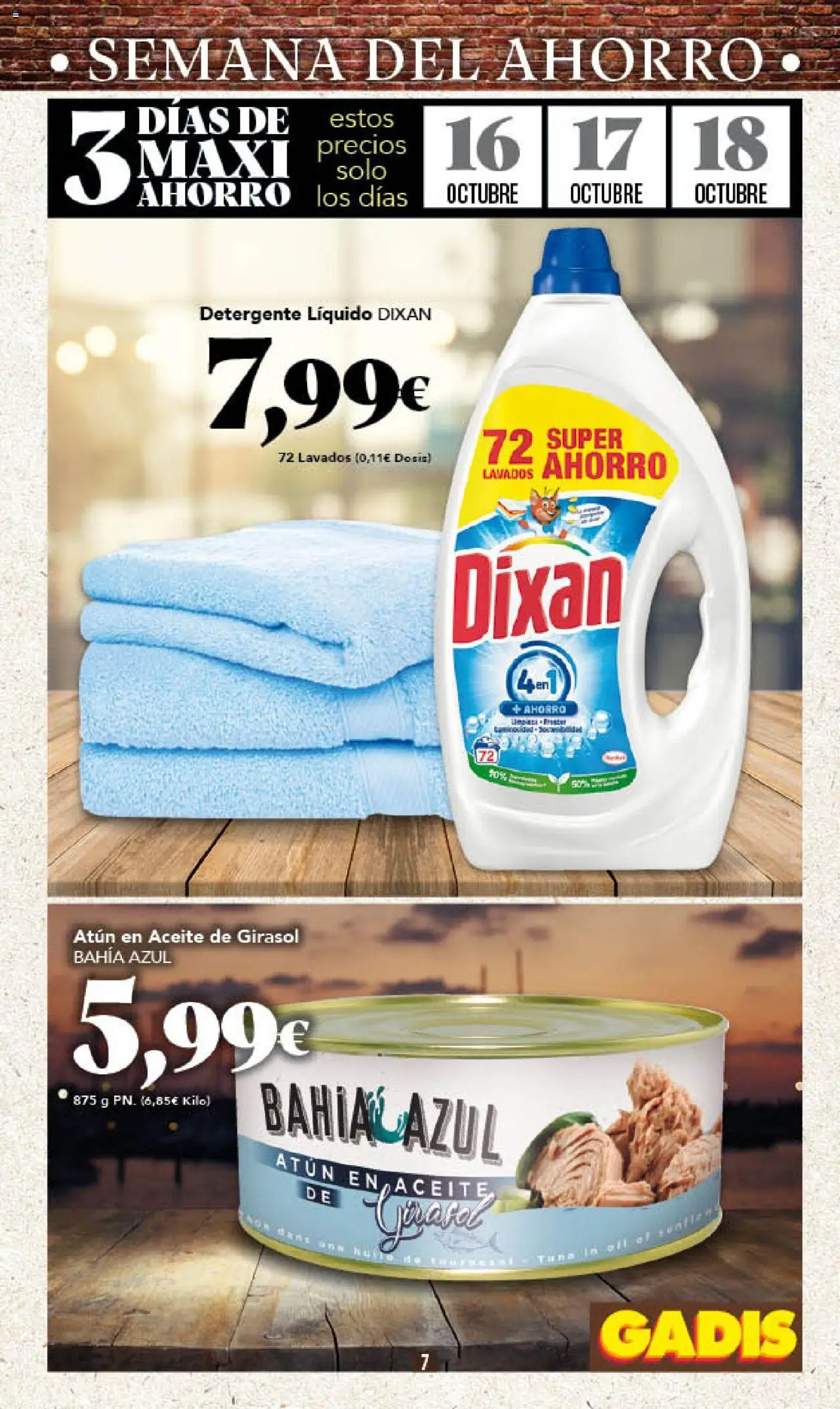 Gadis folleto │ válido desde el 16.10.2025 | Página: 7 | Productos: Detergente, Aceite, Aceite de girasol, Detergente líquido
