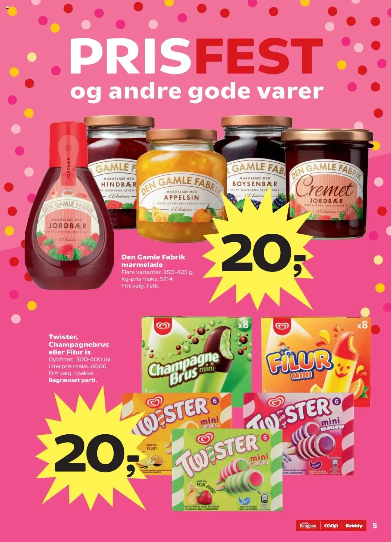 Super Brugsen Tilbudsavis gyldig fra 07.08.2025 | Side: 5 | Produkter: Te, Jordbær, Hindbær, Is