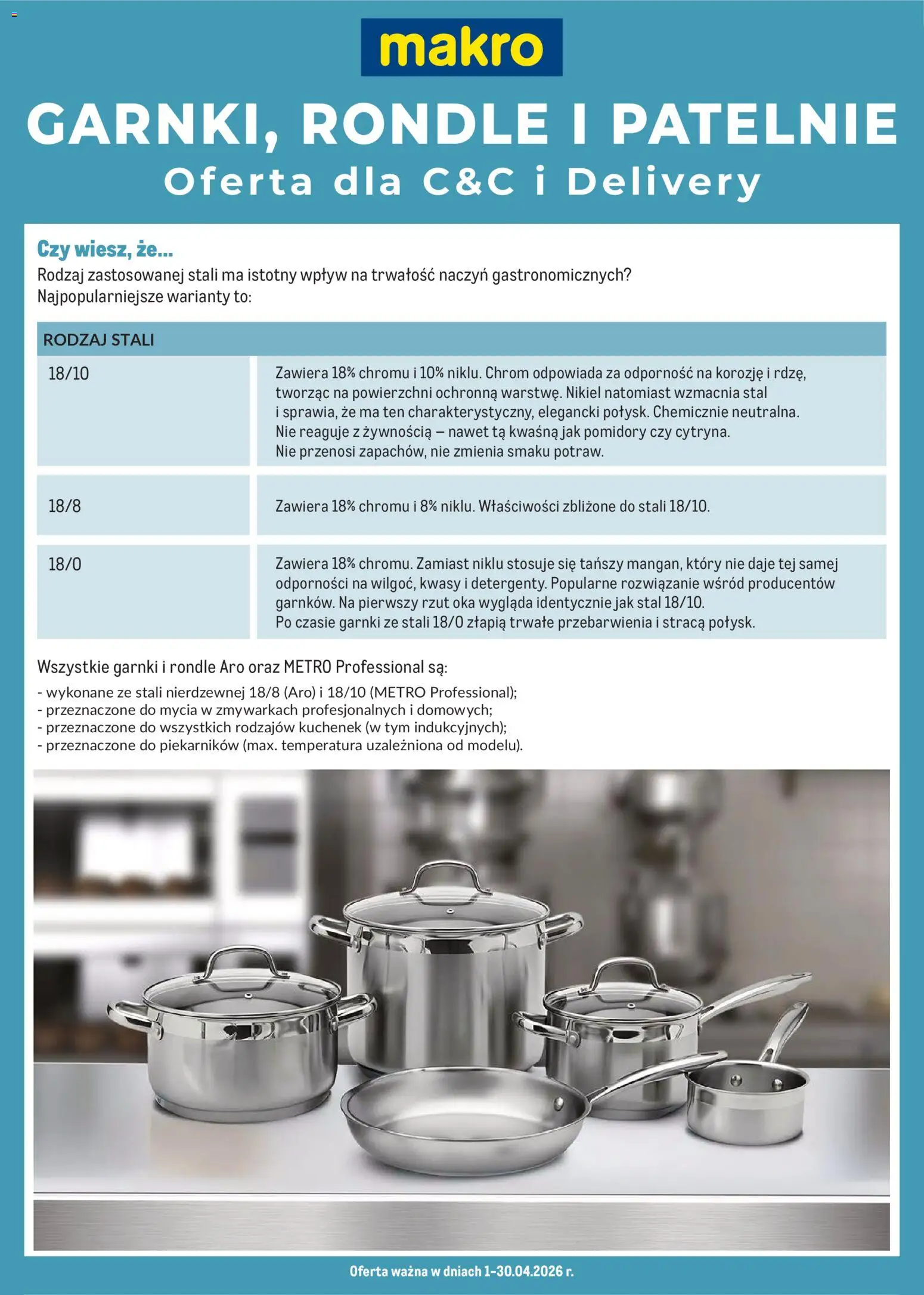 Makro gazetka - Garnki rondla patelnie od 01.04.2026 | Strona: 1 | Produkty: Patelnie, Pomidory, Garnki