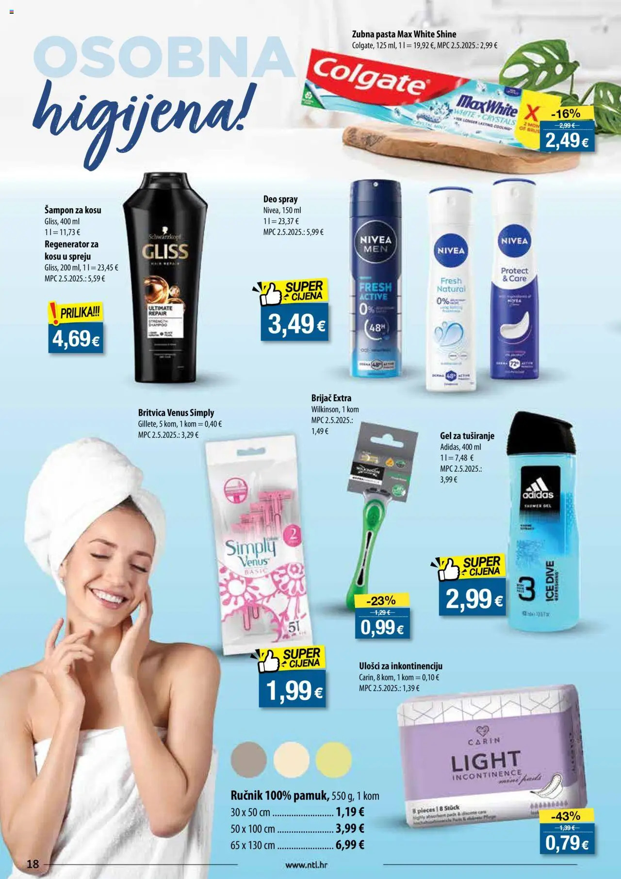 NTL katalog | vrijedi od 13.08.2025 | Stranica: 18 | Proizvodi: Šampon, Regenerator, Ručnik, Nivea