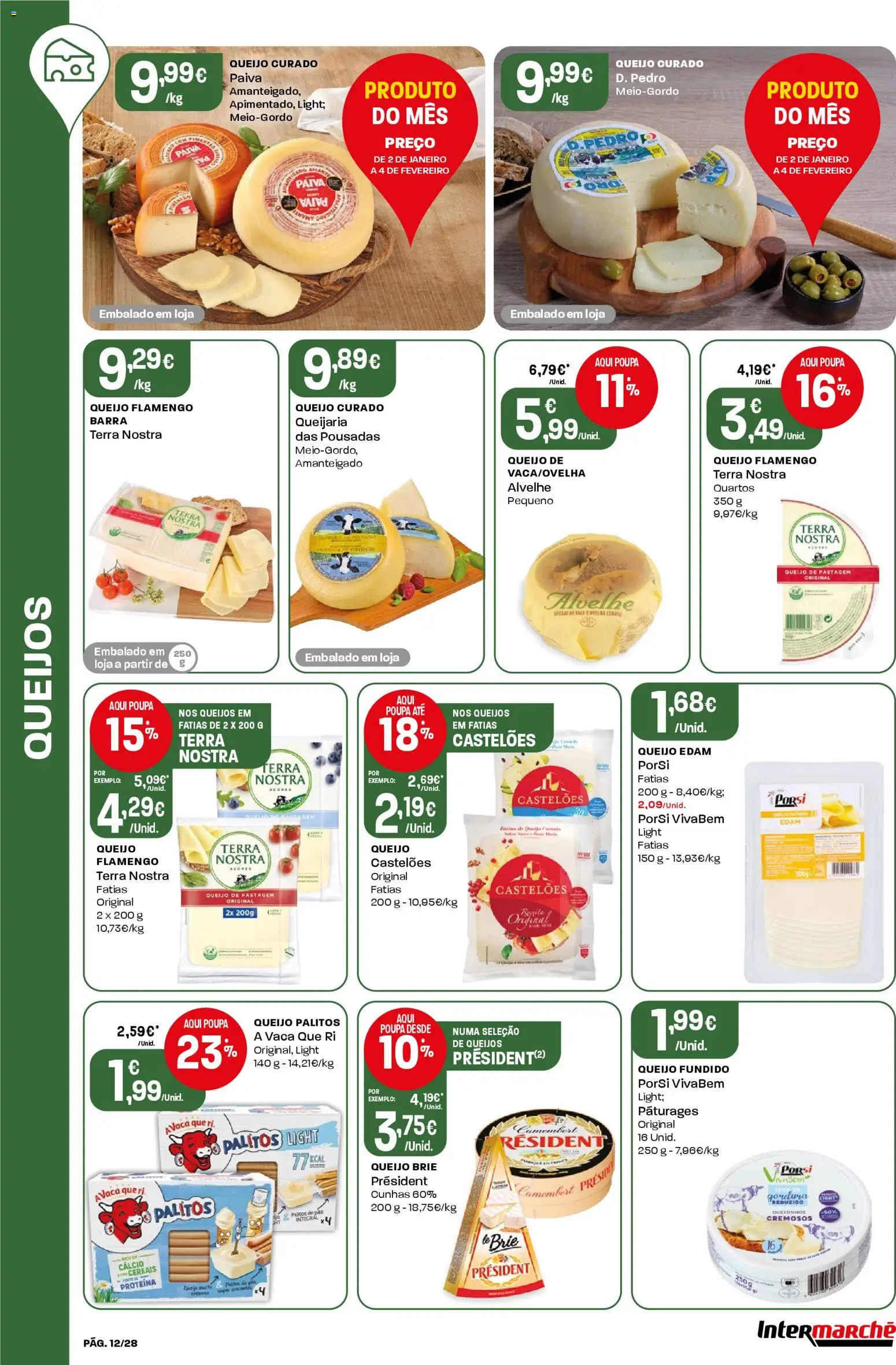Intermarché Folheto Contact │ válido de 15.01.2026 | Página: 12 | Produtos: Cálcio, Queijo, Cereais, Proteina