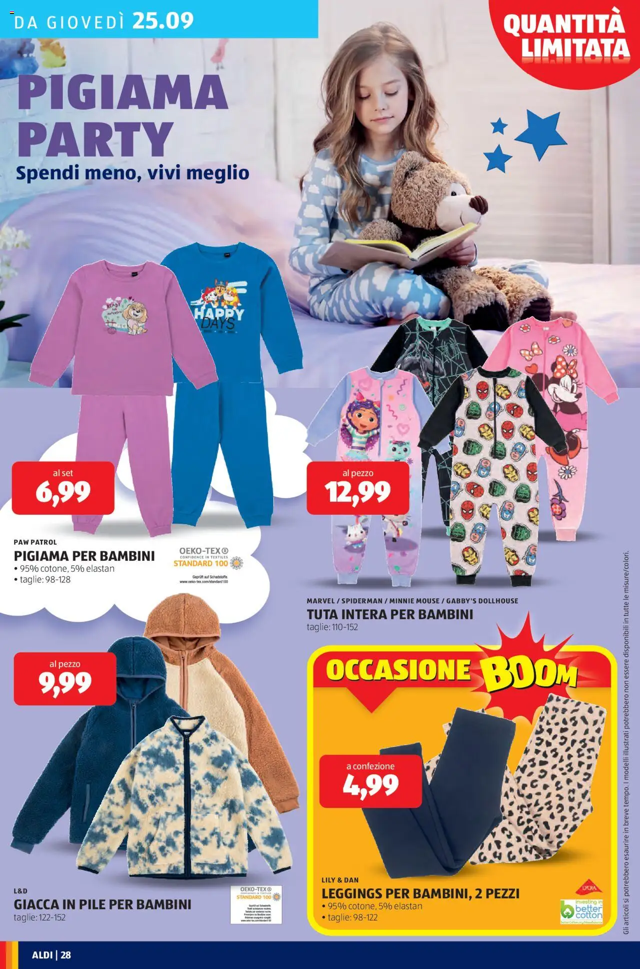 Volantino Aldi del 22.09.2025 | Pagina: 28 | Prodotti: Pile, Pigiama, Leggings, Mouse