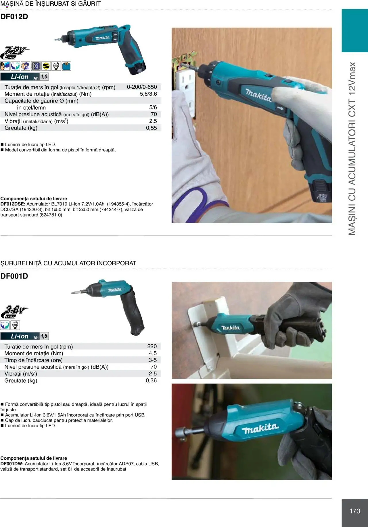 Noul catalog Makita – valabil de la 08.01.2025 | Pagină: 173 | Produse: Valiză, Încărcător, Cablu